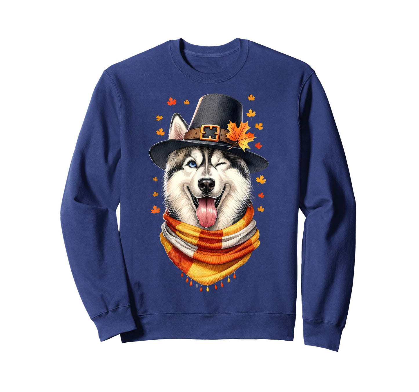 Siberian Husky Pilgrim Thanksgiving Gifts Women Men Girl Boy T-Shirt