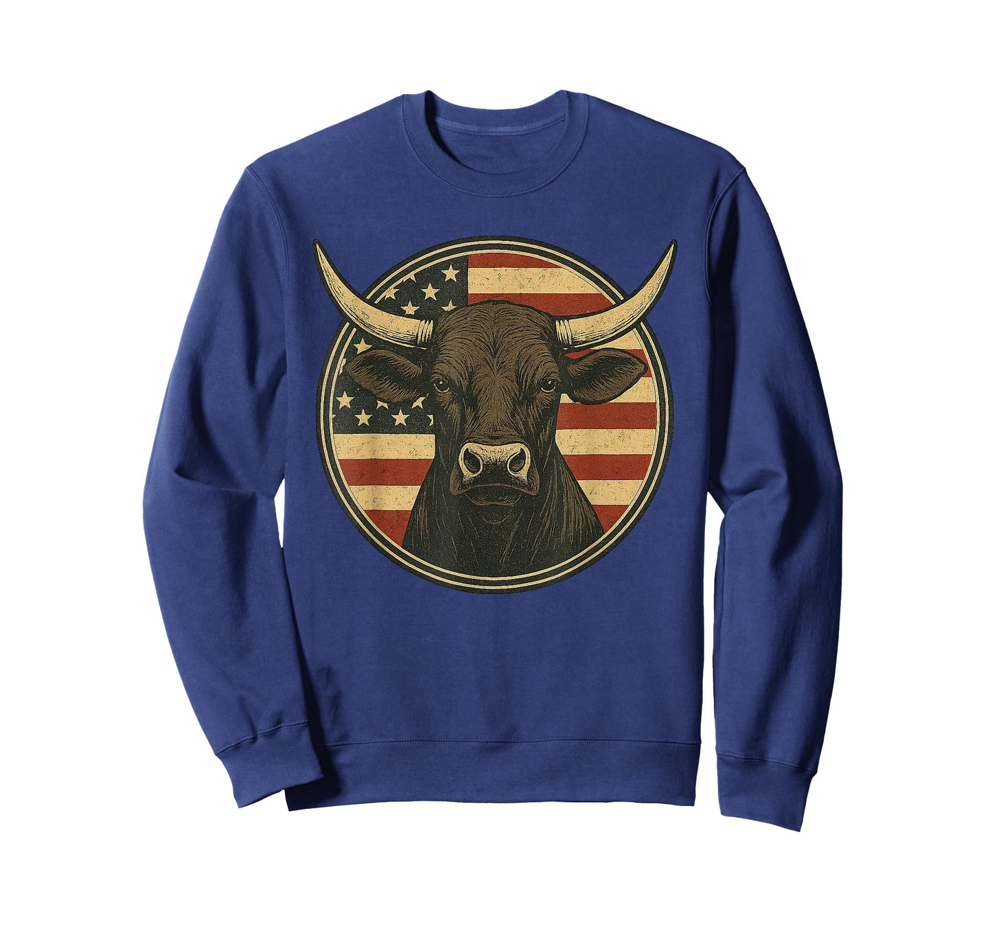 Vintage Western Bull with American Flag Patriotic Rodeo T-Shirt