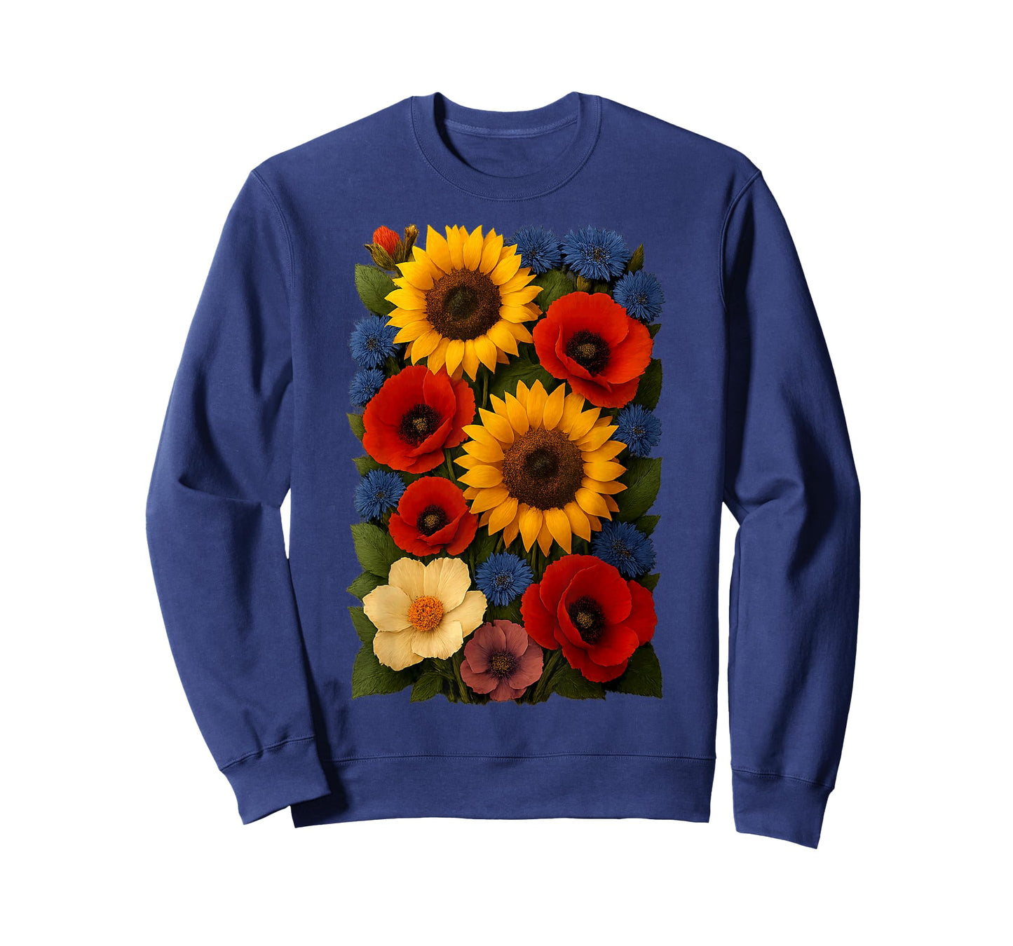 Sunflower and Poppy Flower Bouquet Graphic Rustic Summer T-Shirt