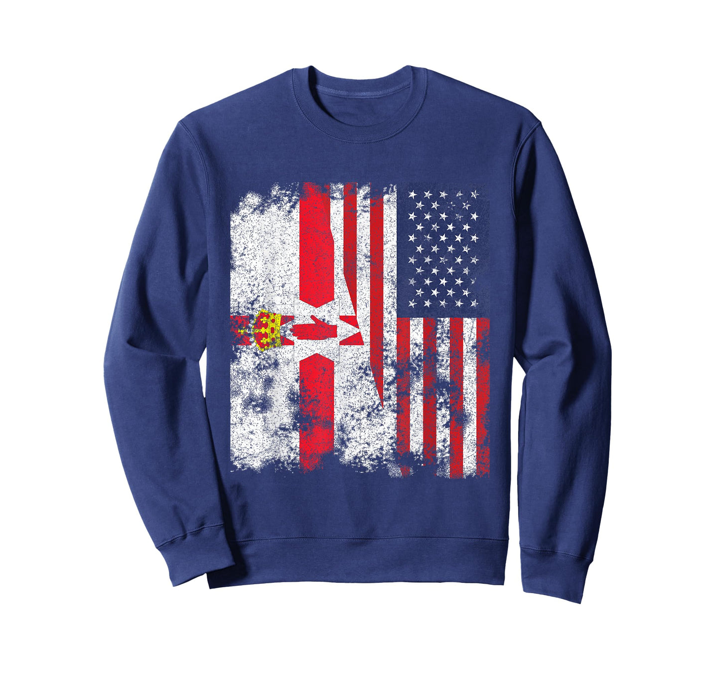 Northern Ireland USA Flag Distressed - Half American T-Shirt for Women Kids Men