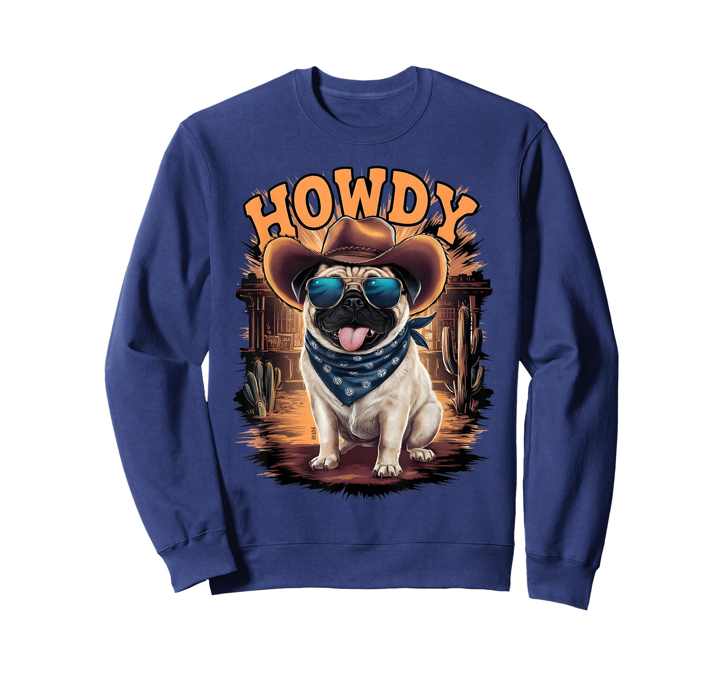 Pug Funny Cowboy Cowgirl Western Country Animal T-Shirt