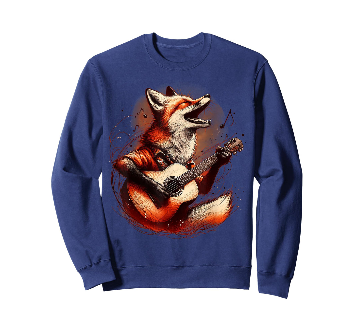 Fox Playing Guitar Funny Rock Music Guitar T-Shirt