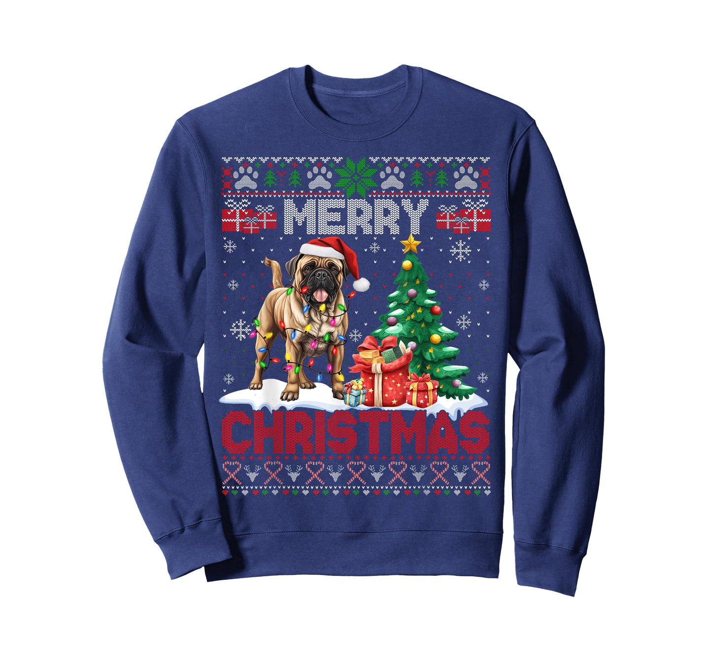 Merry Christmas Bullmastiff Lovers Family Ugly Xmas Sweater T-Shirt