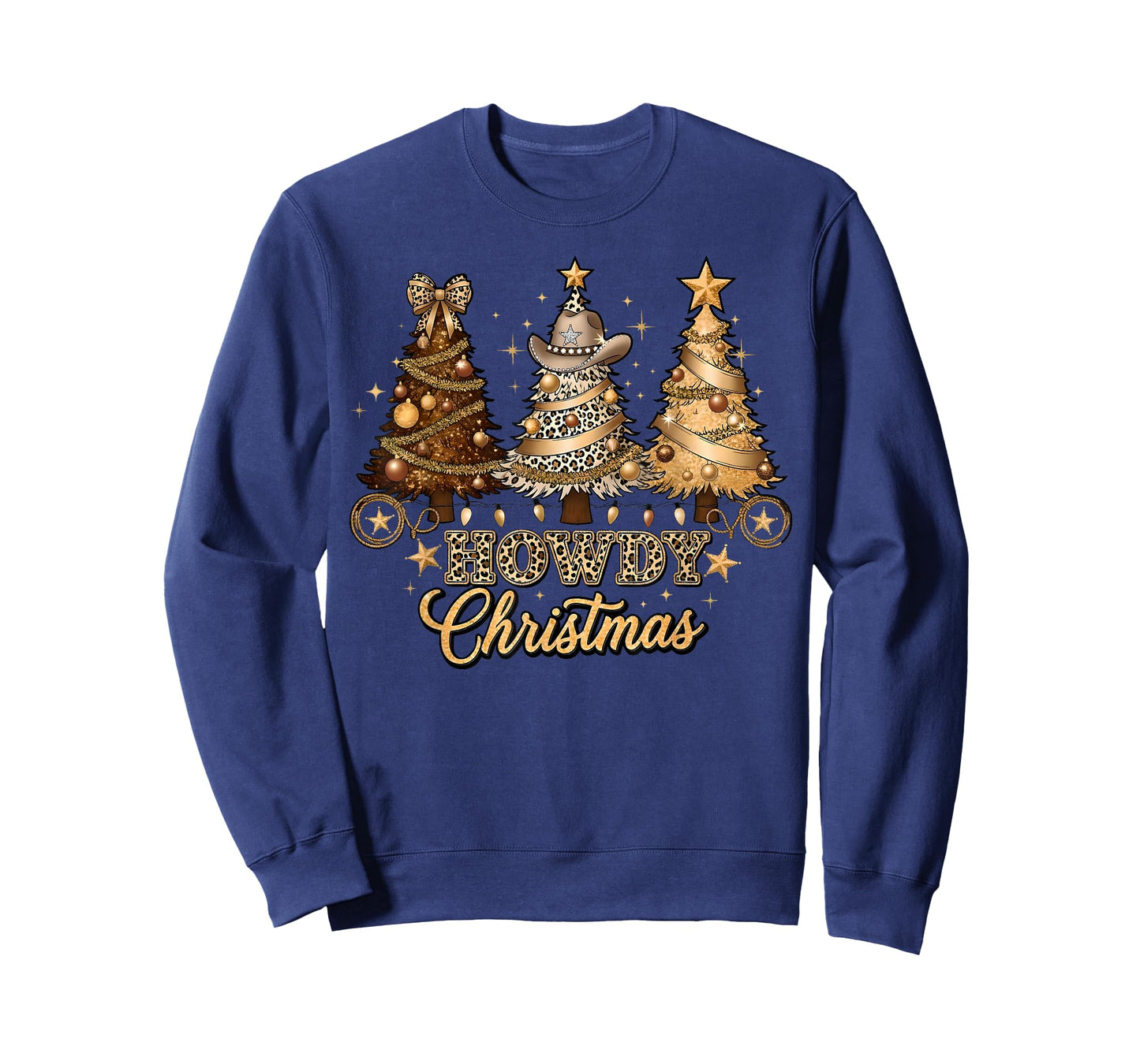Howdy Christmas Cowboy Western Xmas Lights Trees Holiday T-Shirt