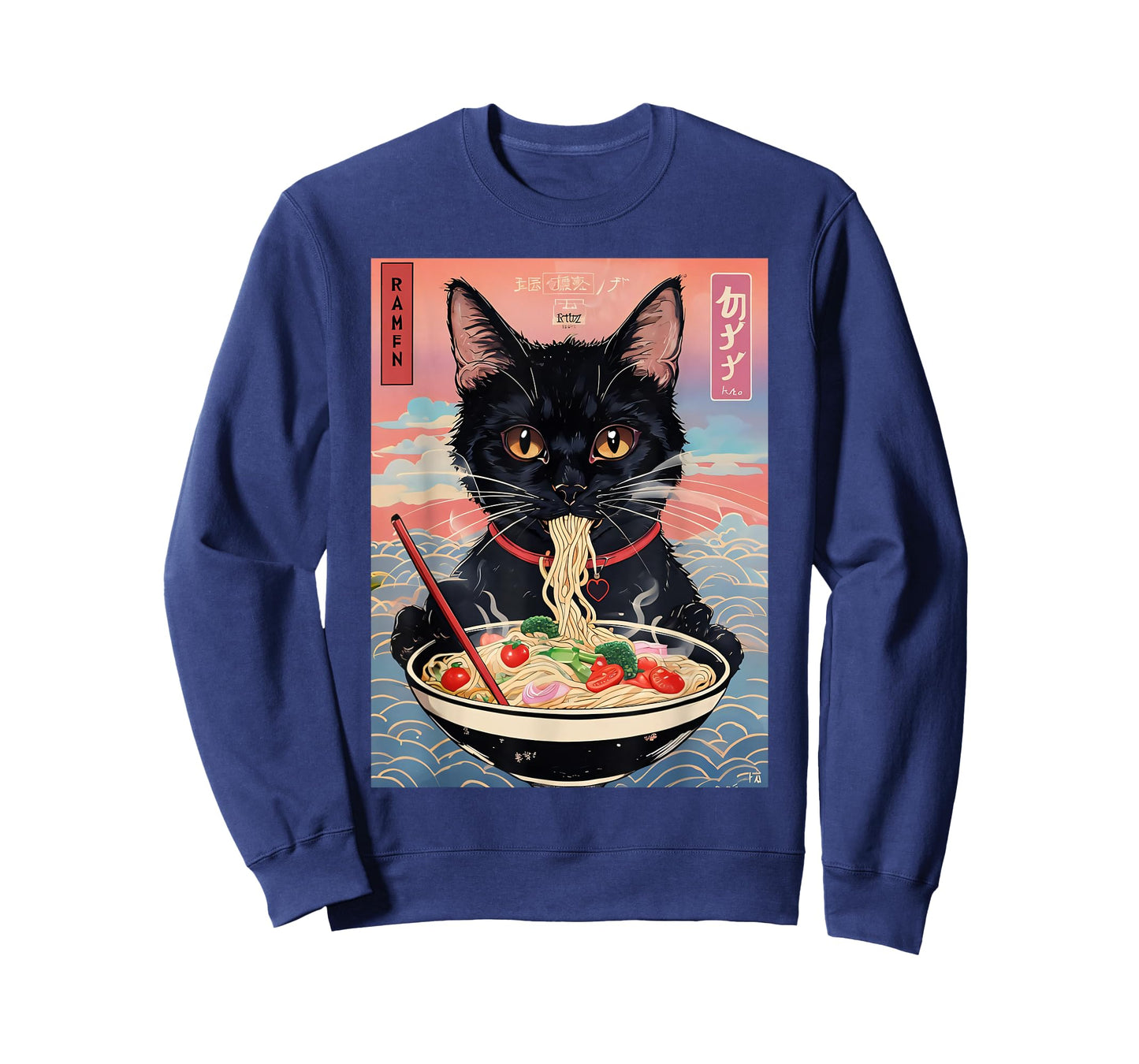 Anime Manga Kawaii Otaku Style Urban Streetwear Ramen Cat T-Shirt