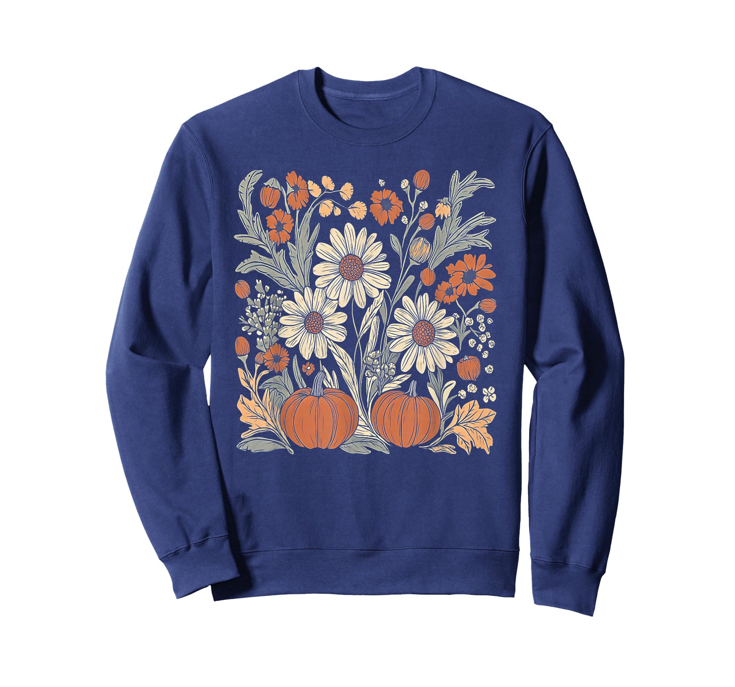 Wildflower Pumpkin Season Autumn Fall Leaves Thanksgiving T-Shirt