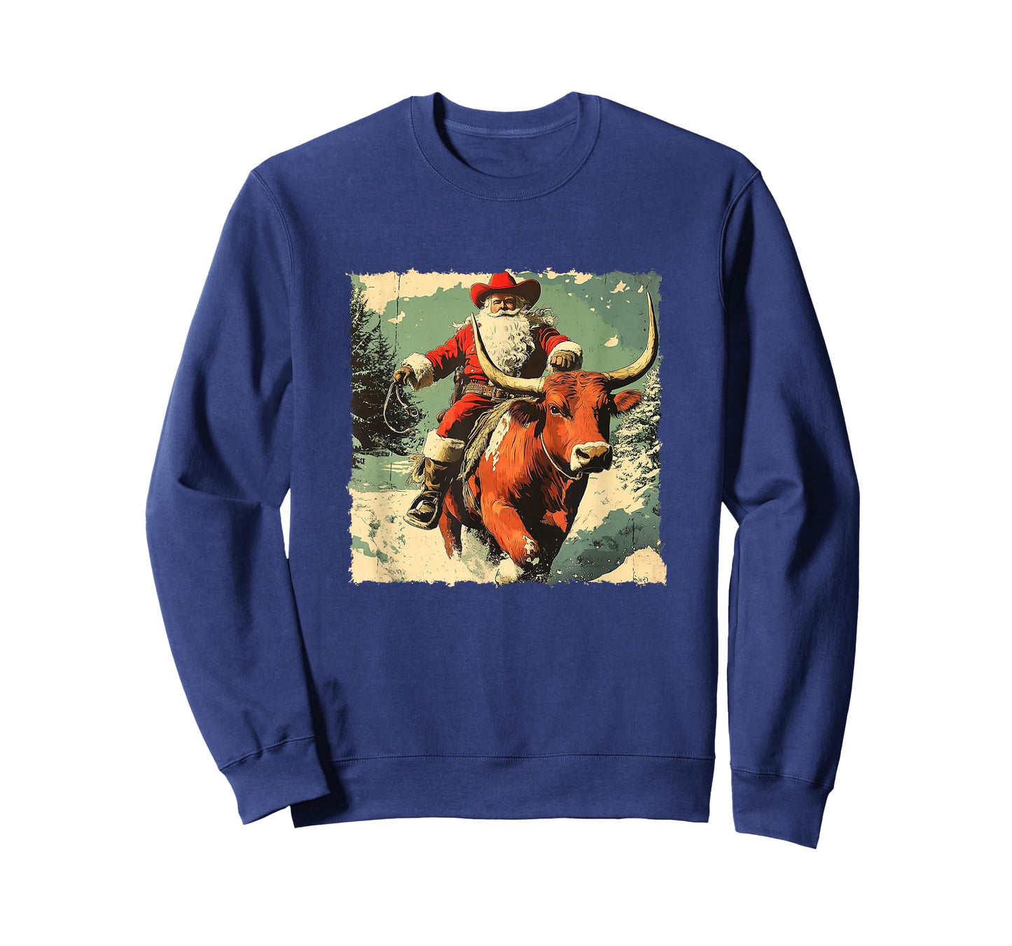 Cowboy Santa Riding a Longhorn – Vintage Western Christmas T-Shirt