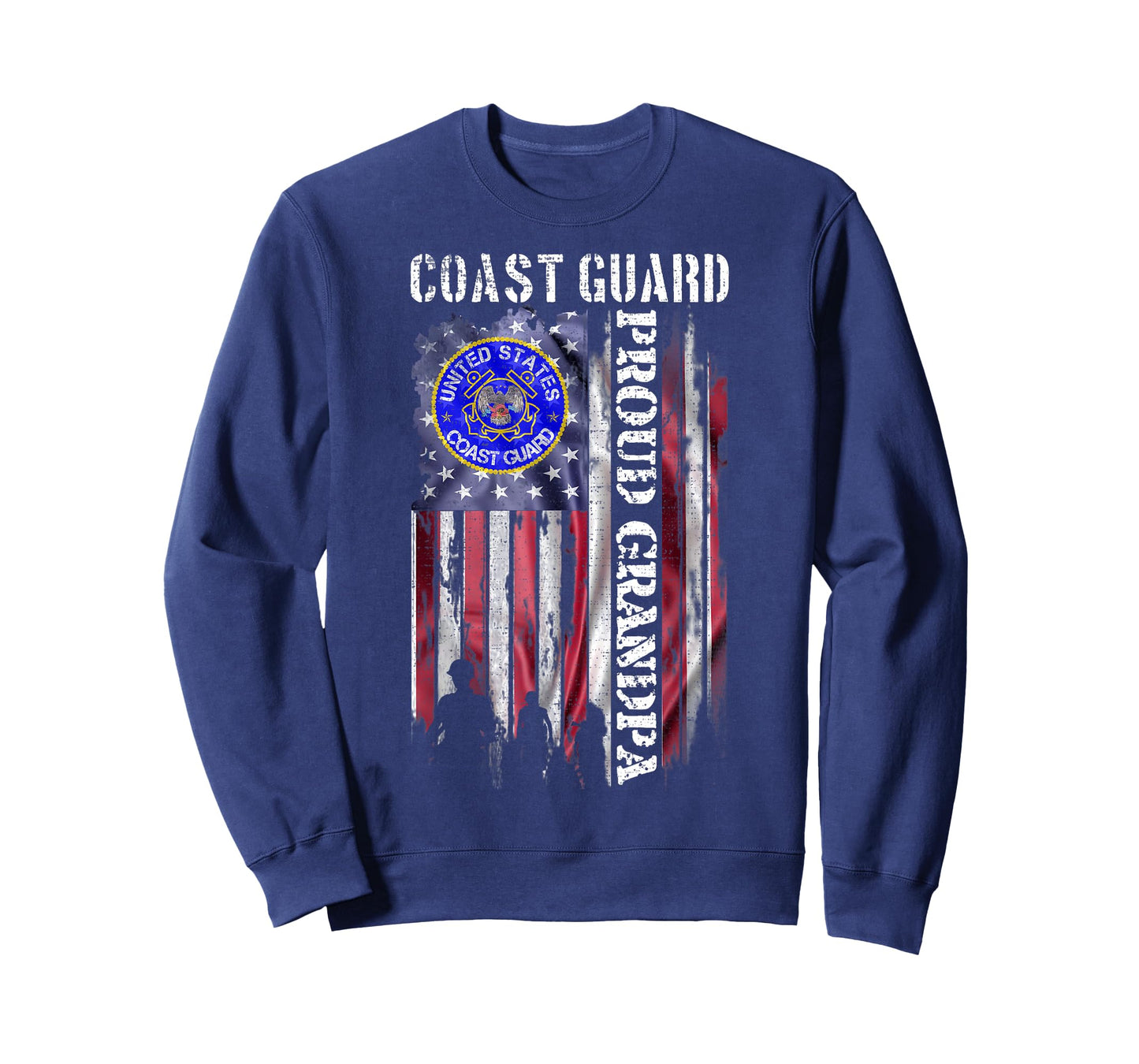 Vintage USA American Flag US Coast Guard Proud Grandpa Funny T-Shirt