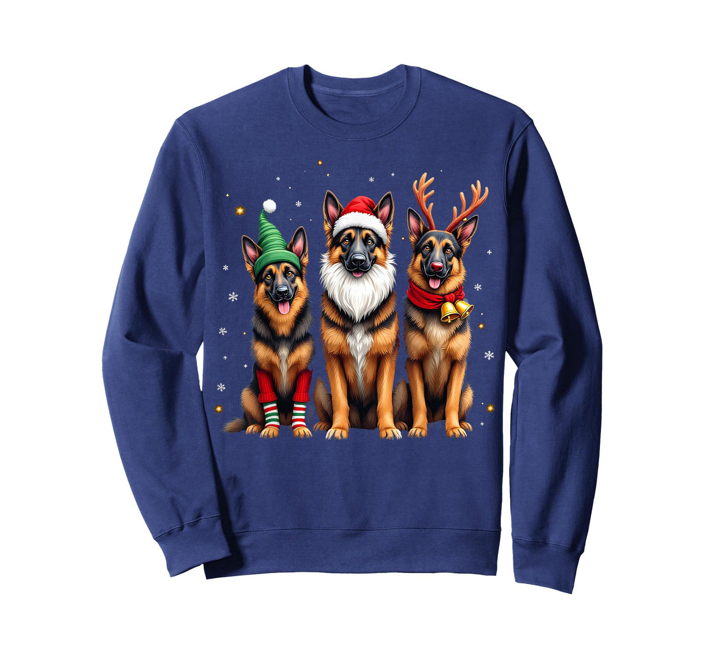 German Shepherd Christmas Dogs Funny Santa Reindeer Elf T-Shirt