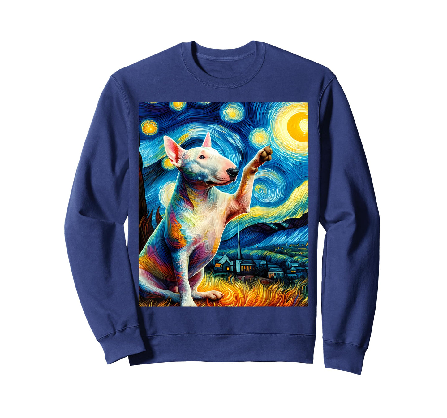 American Bull Terrier Dog Starry Night Painting T-Shirt