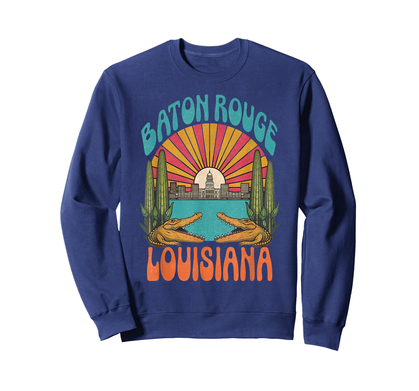 Vintage Baton Rouge Louisiana Skyline Cityscape Retro Style T-Shirt