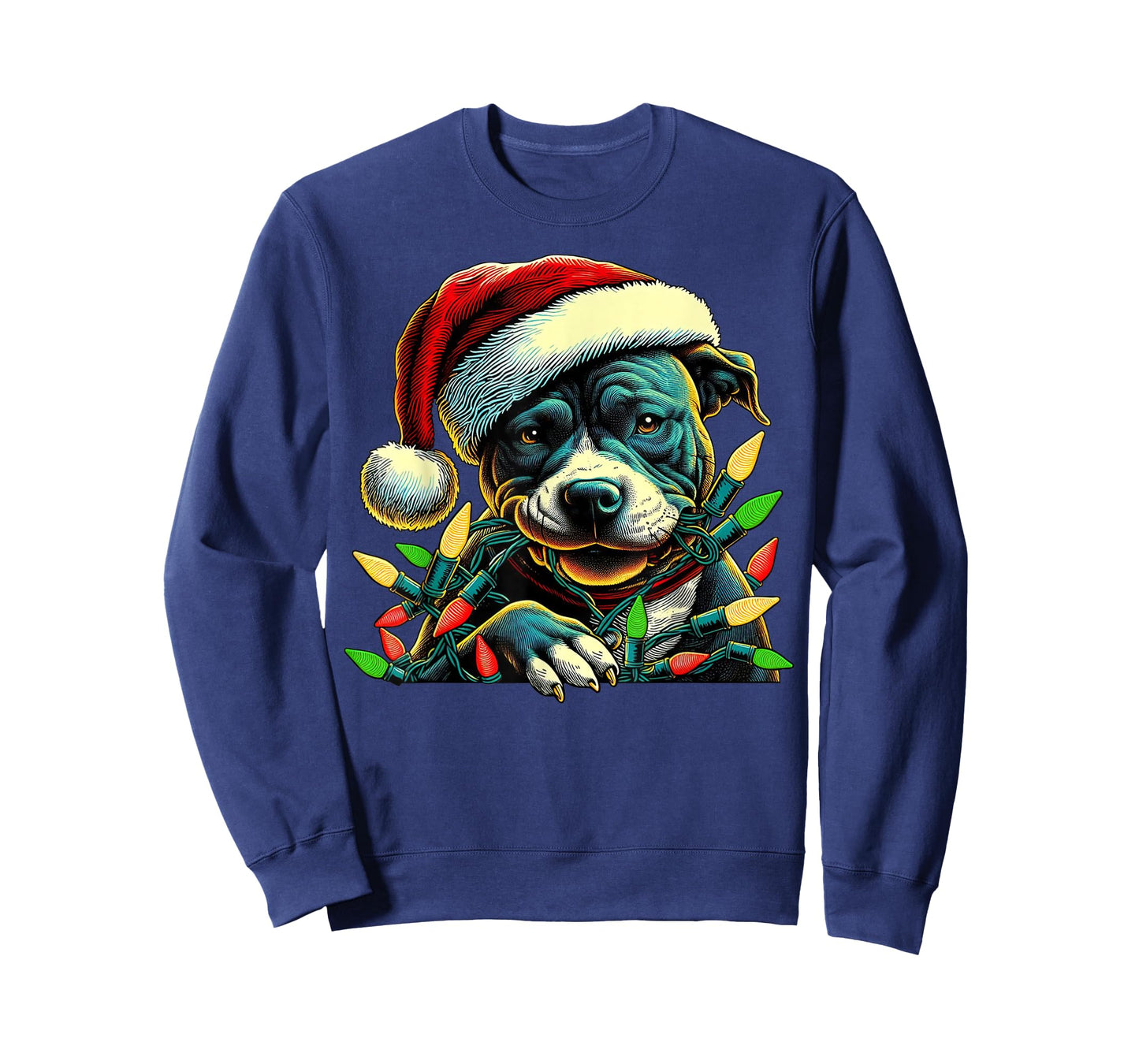 Pit Bull Chew Christmas Light Pitbull Xmas Funny Holiday T-Shirt