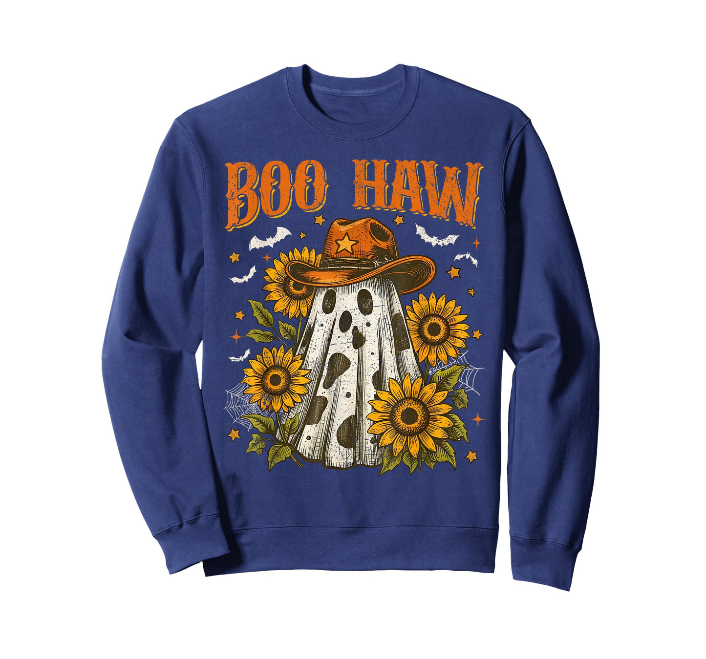 Boo Haw Cow Spot Ghost Pattern Western Halloween Cowboy T-Shirt