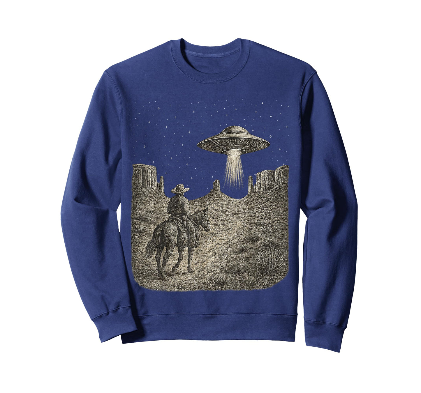 Vintage Western Cowboy UFO Alien Horse Rodeo Retro Country T-Shirt