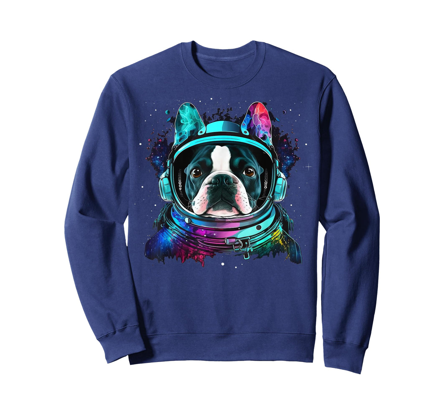 Boston Terrier Astronaut Dog Colorful Cosmic Outer Space Men Women Kids T-Shirt