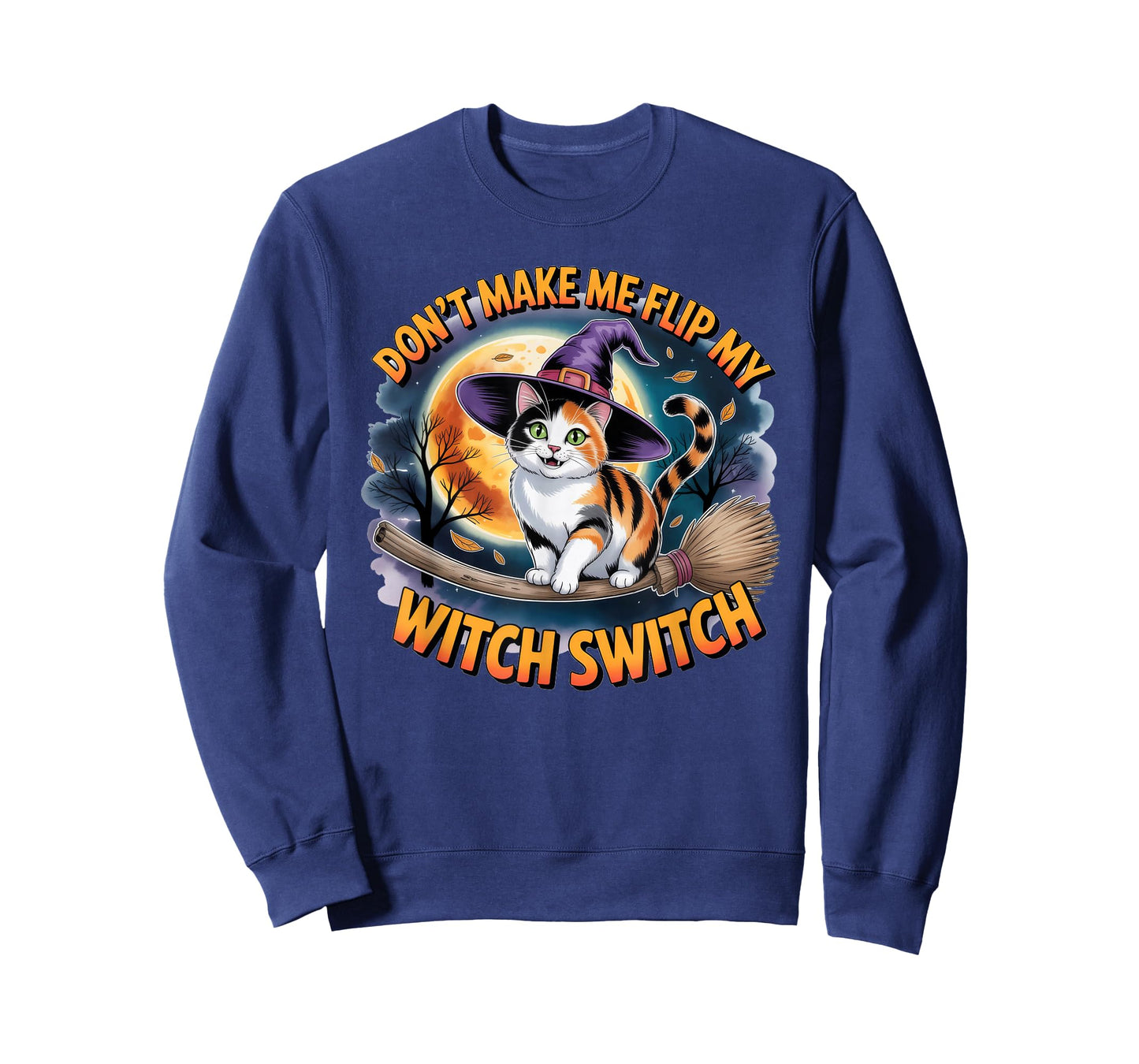 Calico Cat Halloween Lazy Costume Flip My Witch Switch T-Shirt