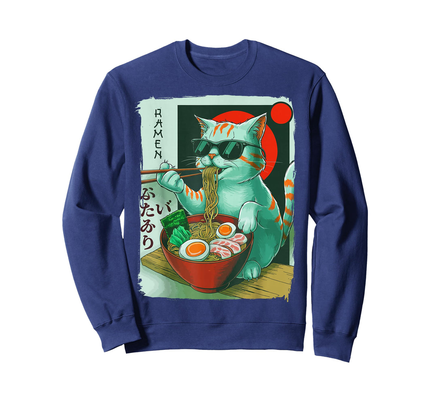 Funny Cat Eating Ramen Graphic Japanese Kawaii Otaku Anime T-Shirt
