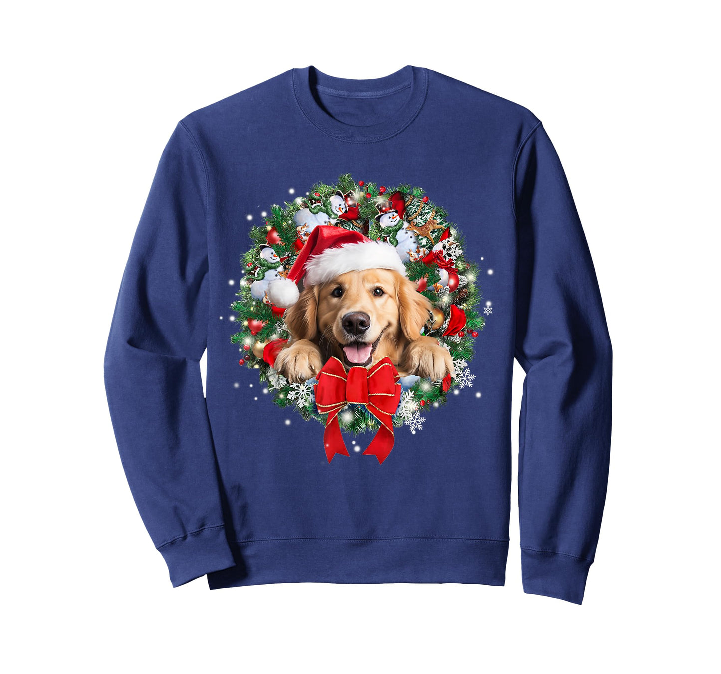 Golden Retriever Christmas Wreath Decoration Xmas Pajamas T-Shirt