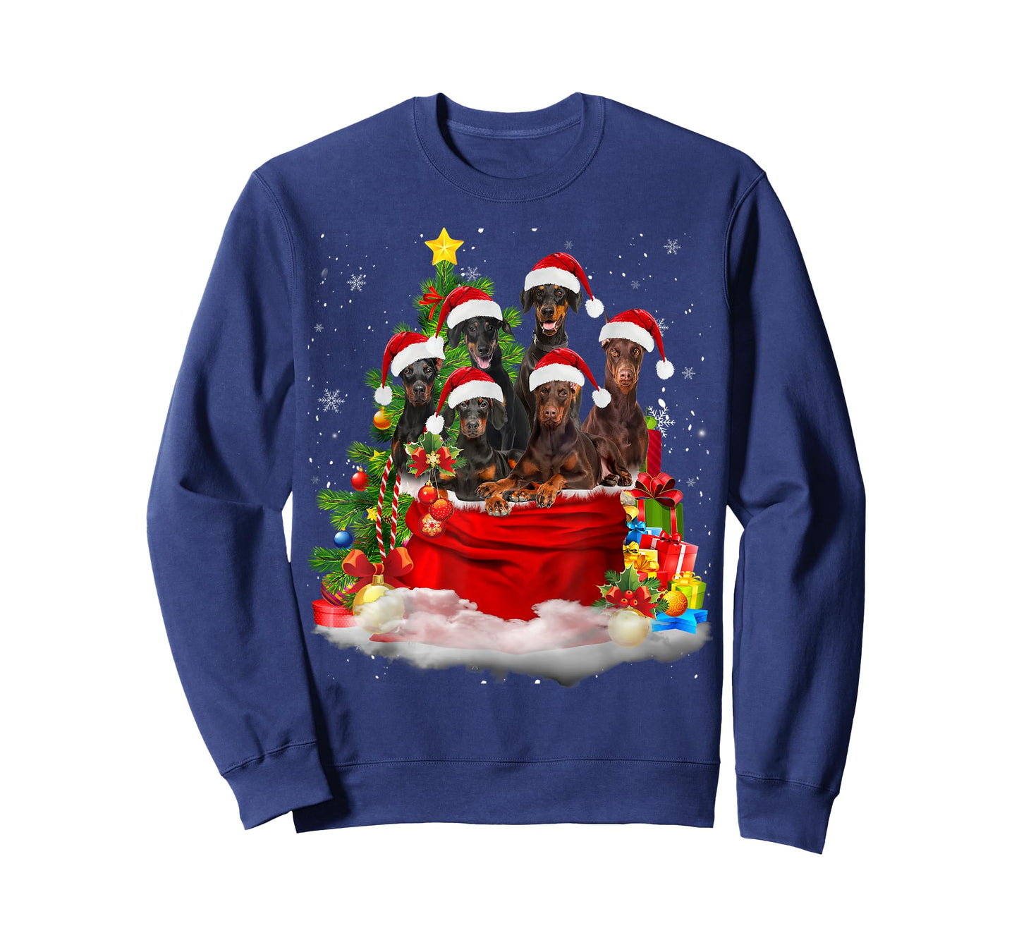 Doberman Pinscher Christmas Santa Claus Bag Christmas Pajama T-Shirt