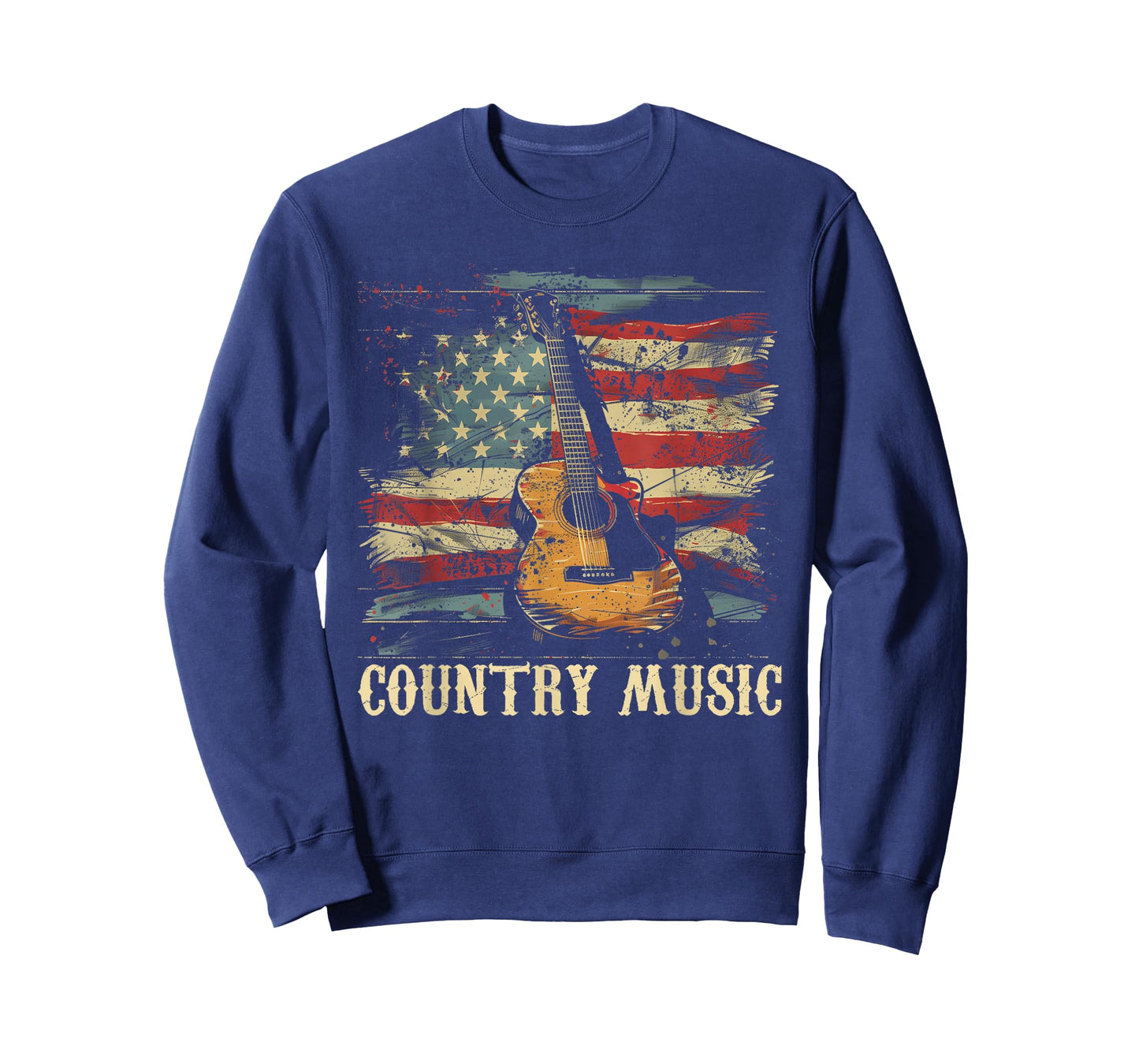 Country Music - Outlaw Western USA Patriotic Vintage Guitar Women Men T-Shirt