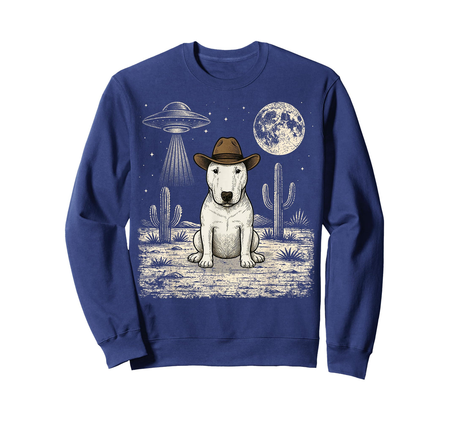 Funny Bull Terrier Cowboy Western Dog UFO T-Shirt