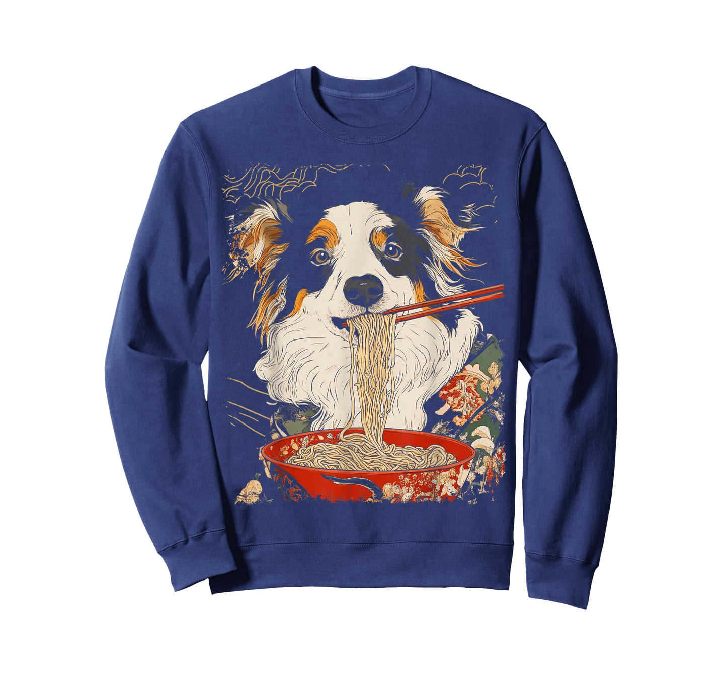 Japanese Art Australian Shepherd Dog Eating Ramen T-Shirt