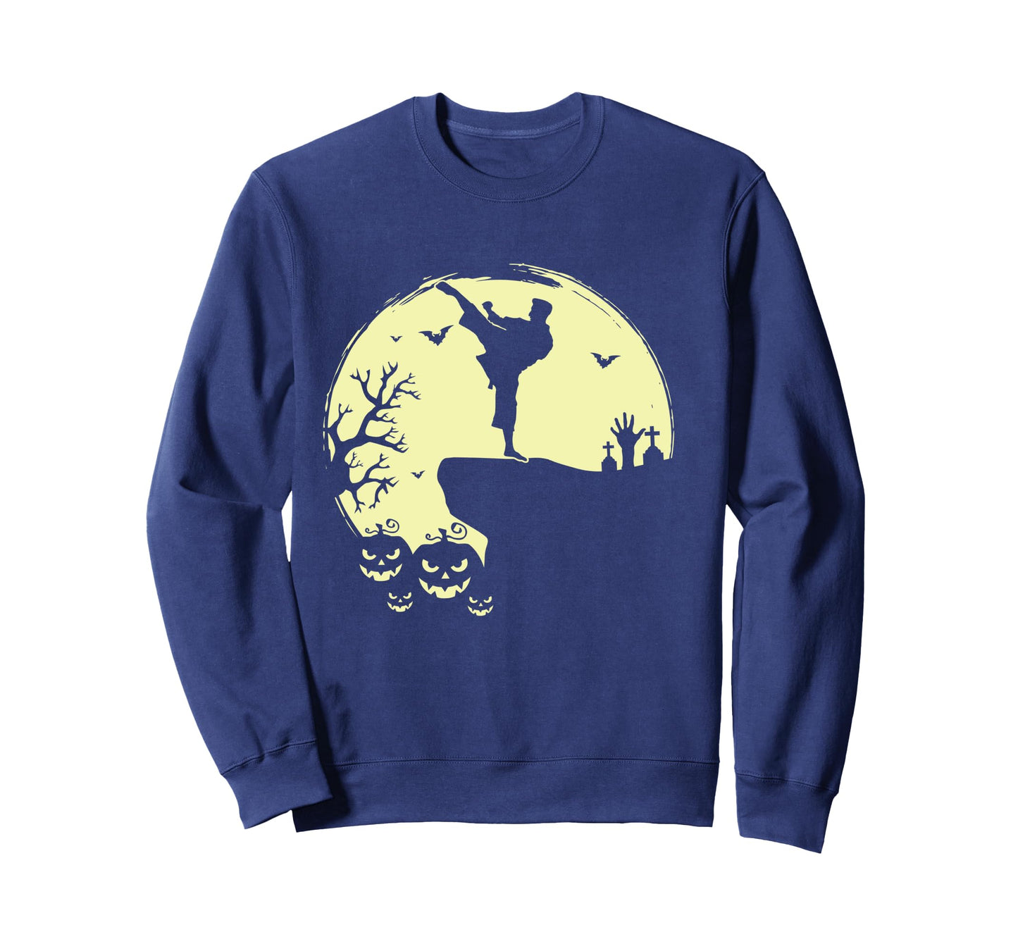 Scary Halloween Taekwondo Martial Arts Tae Kwon Do Full Moon Long Sleeve T-Shirt