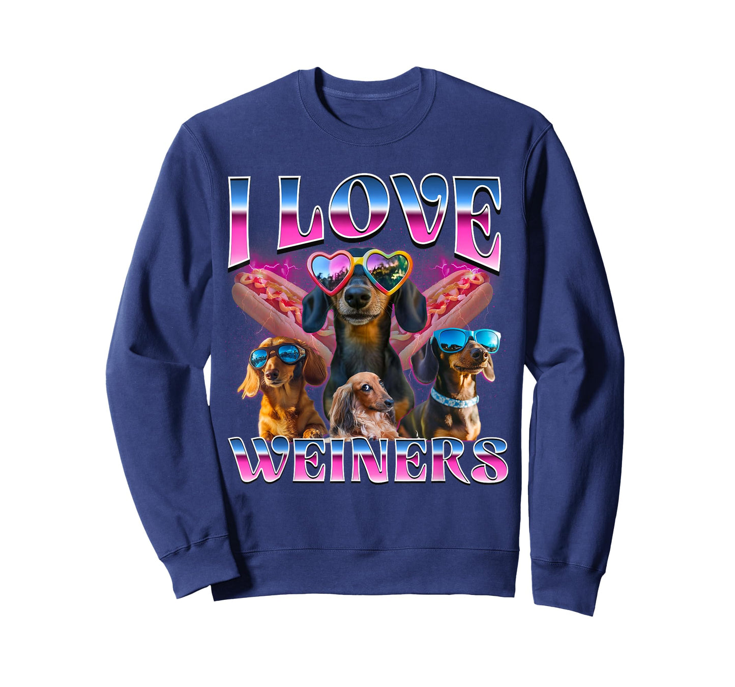 I Love Wieners Funny Dachshund Offensive Bootleg Graphic T-Shirt