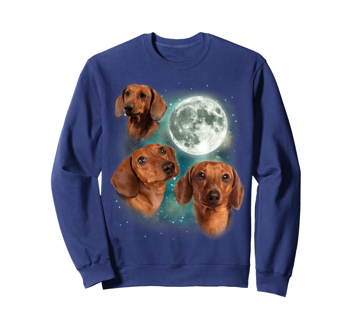 Three Dachshund Moon | Wiener Dog Humorous Doggo Meme Parody T-Shirt