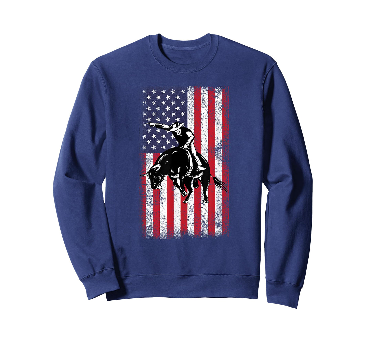 Rodeo Bull Rider Cowboys Patriotic American Flag Vintage T-Shirt