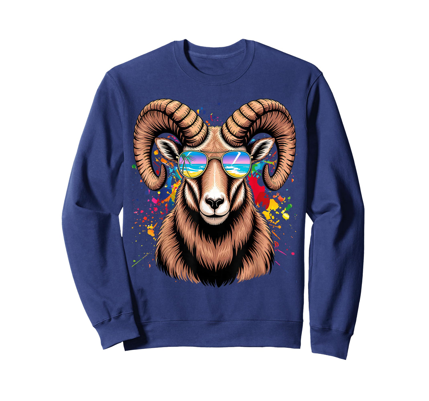 Womens RAM With Glasses Sunglasses Retro Style T-Shirt