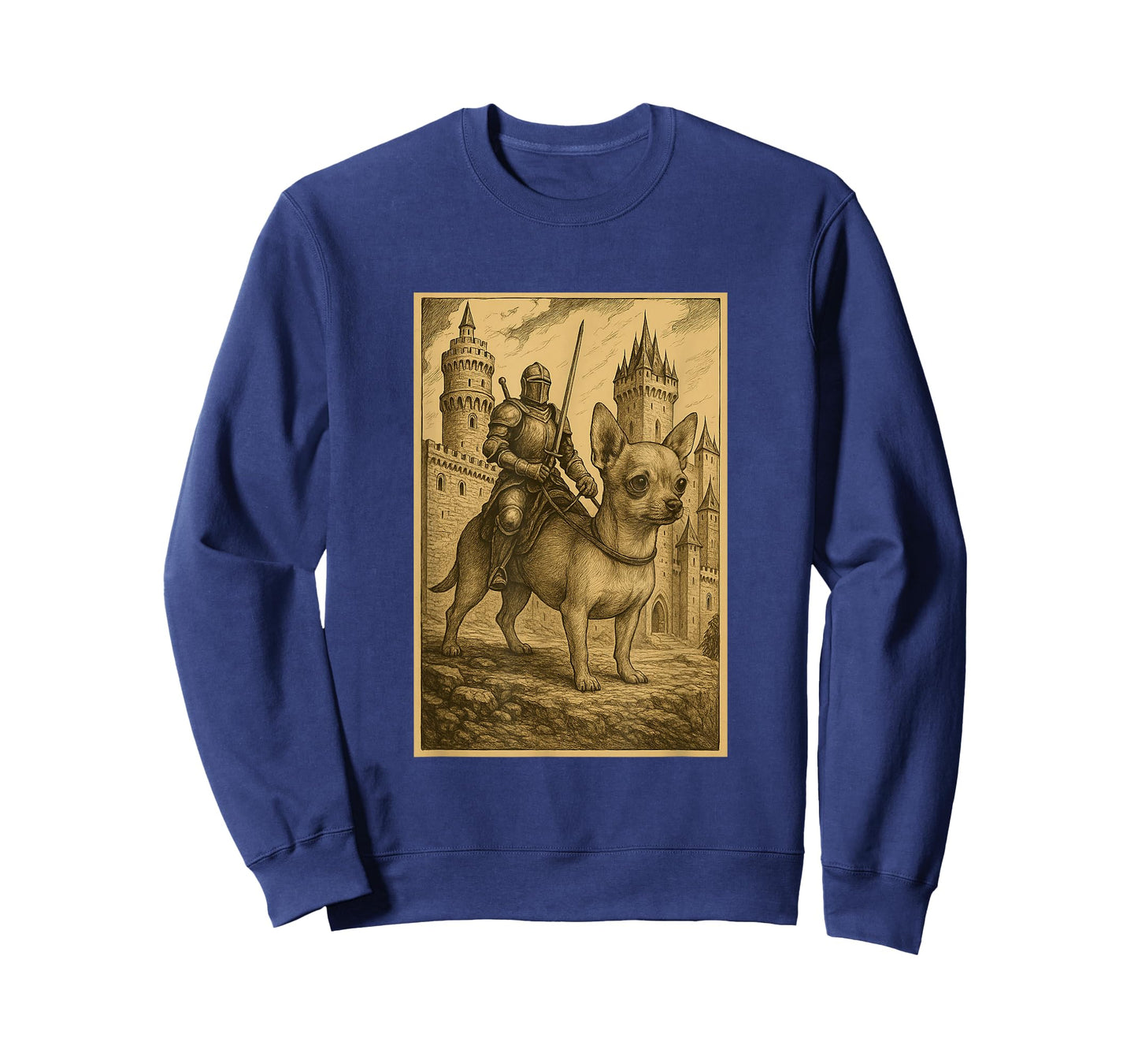Medieval Knight Riding a Chihuahua Fantasy Art Surreal Rider T-Shirt