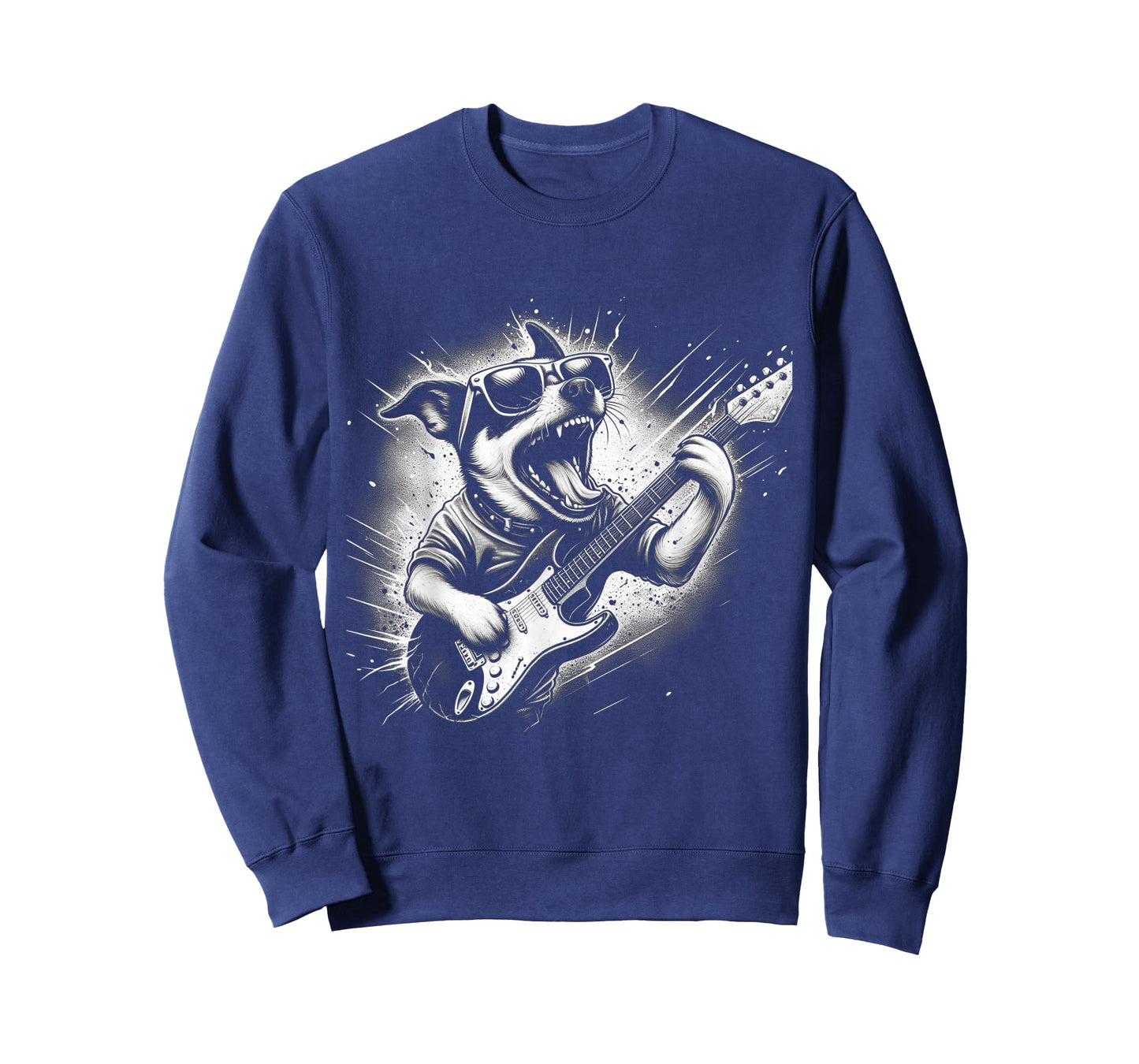 Rock n Roll Dog Cool Dog with Guitar Rock Star Dog Art T-Shirt
