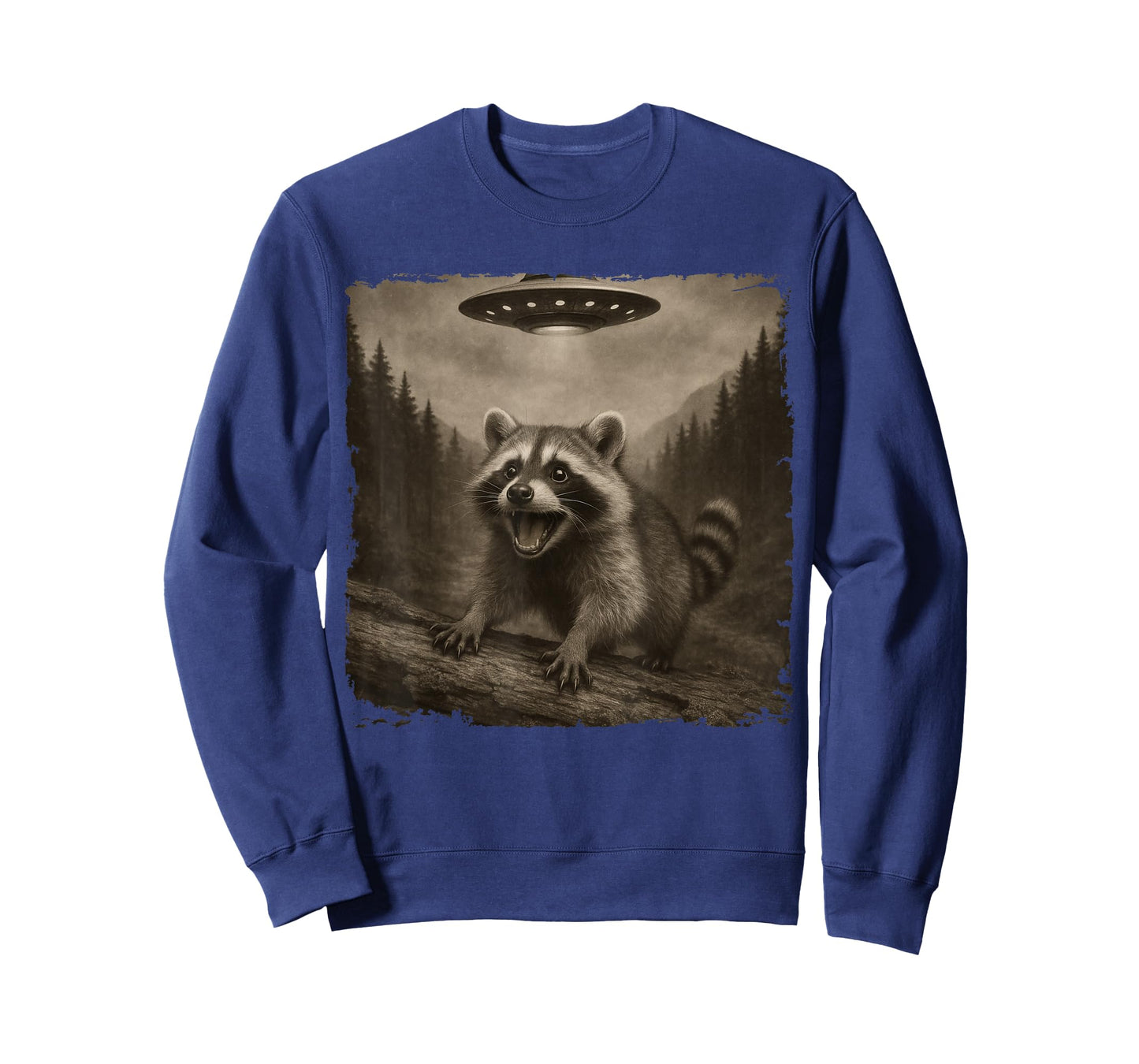 Funny Raccoon Evades Alien UFO Animal Meme Men Women Kids T-Shirt