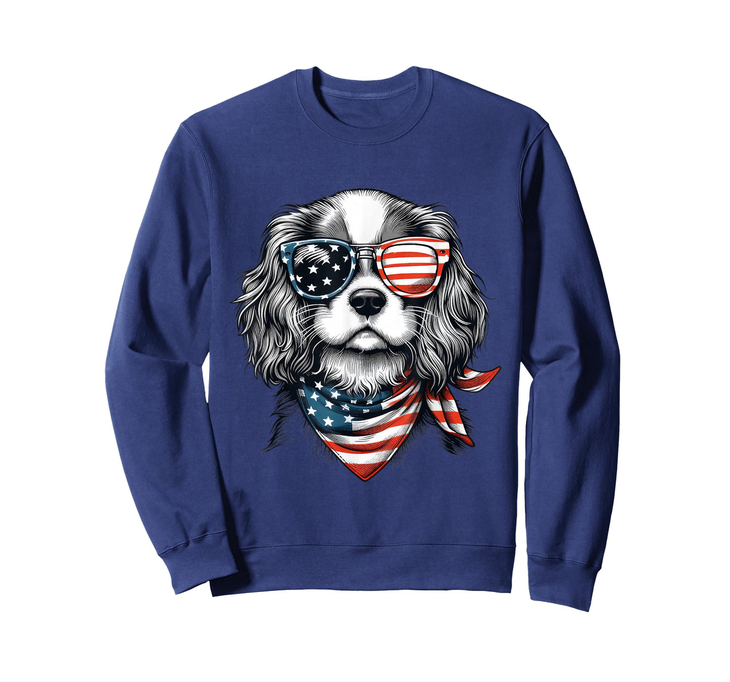 Kids 4th of July with Cavalier King Charles Spaniel Dog T-Shirt