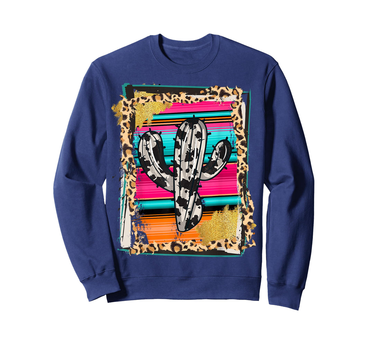 SERAPE CACTUS - Leopard Cow Pattern Print Cowgirl Rodeo T-Shirt