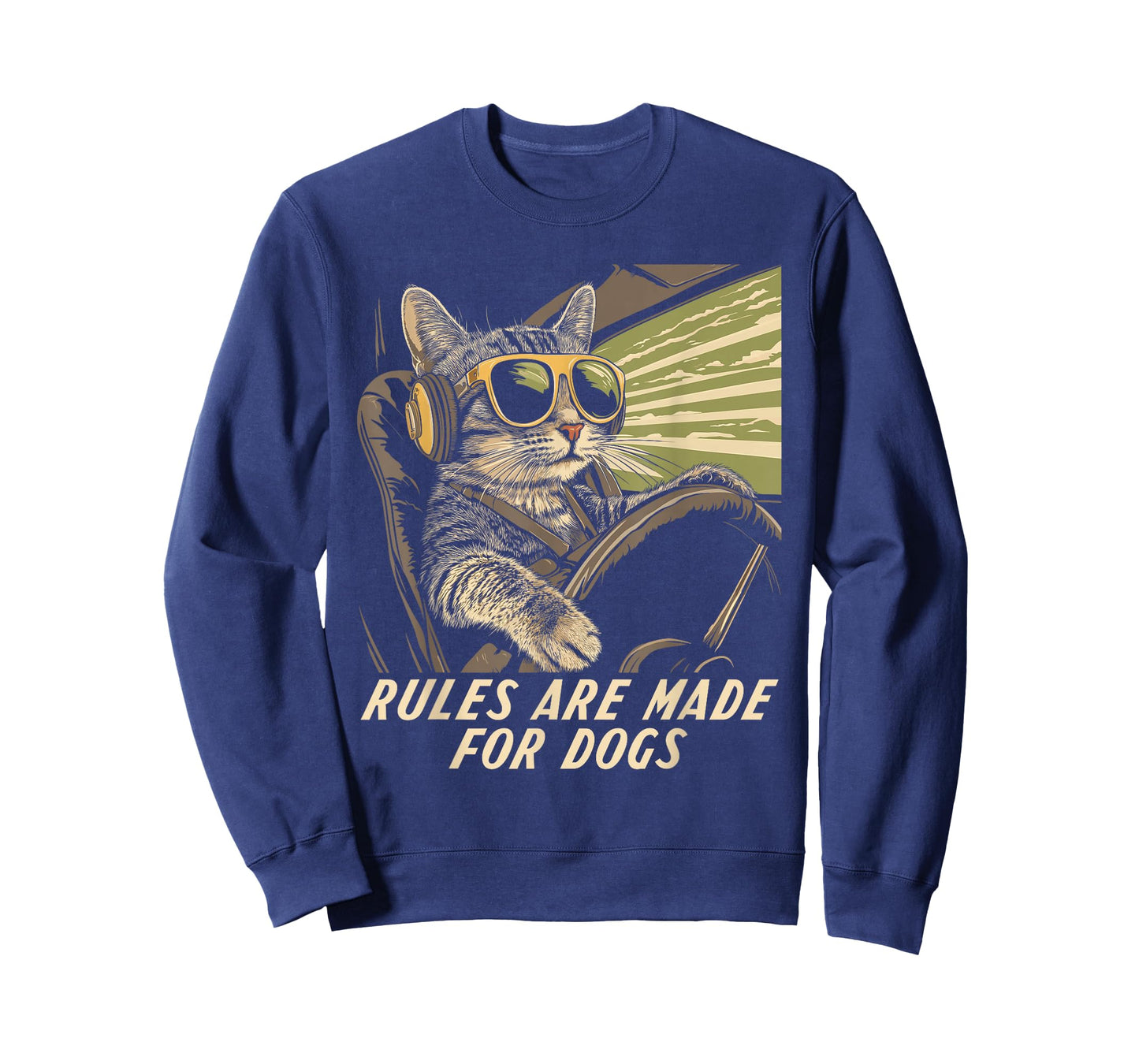Funny Cat Lover - Rules Are Made for Dogs Driving Cat T-Shirt