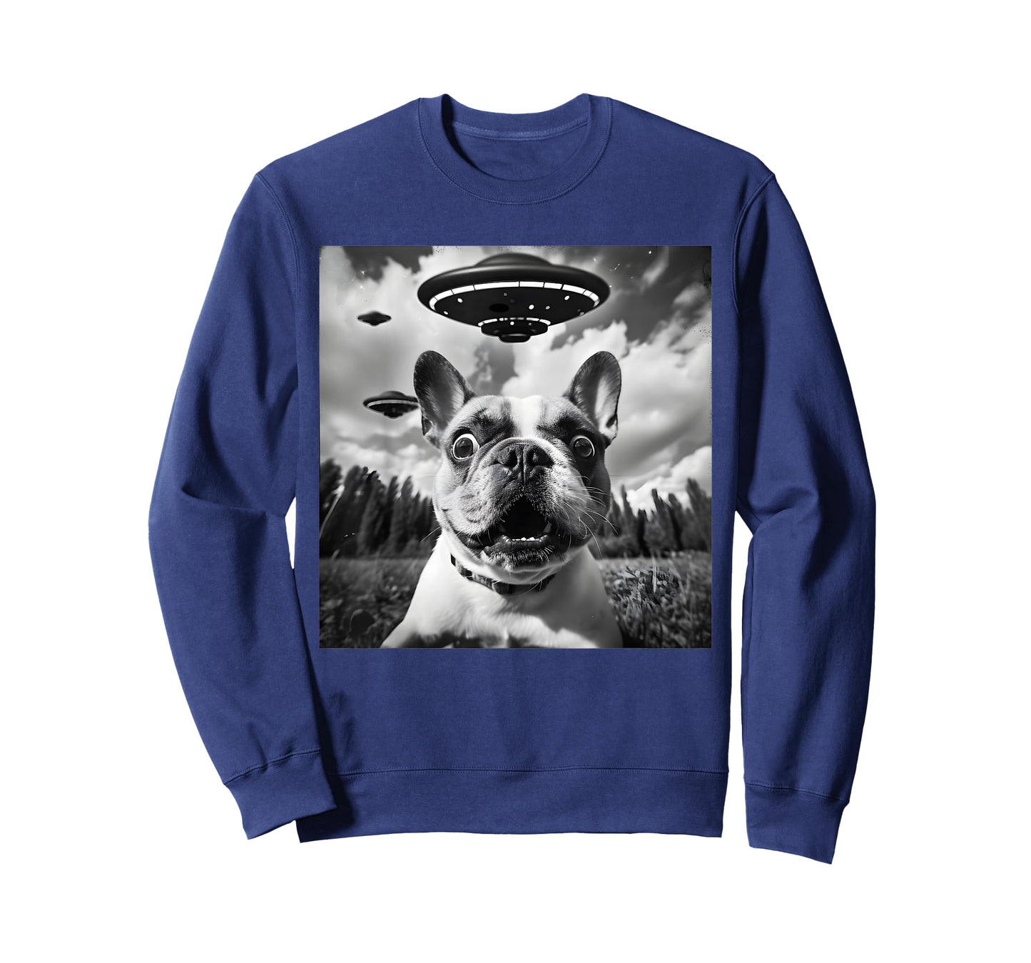 Funny French Bulldog Lover Alien UFO Selfie Meme T-Shirt for Men Women Kids