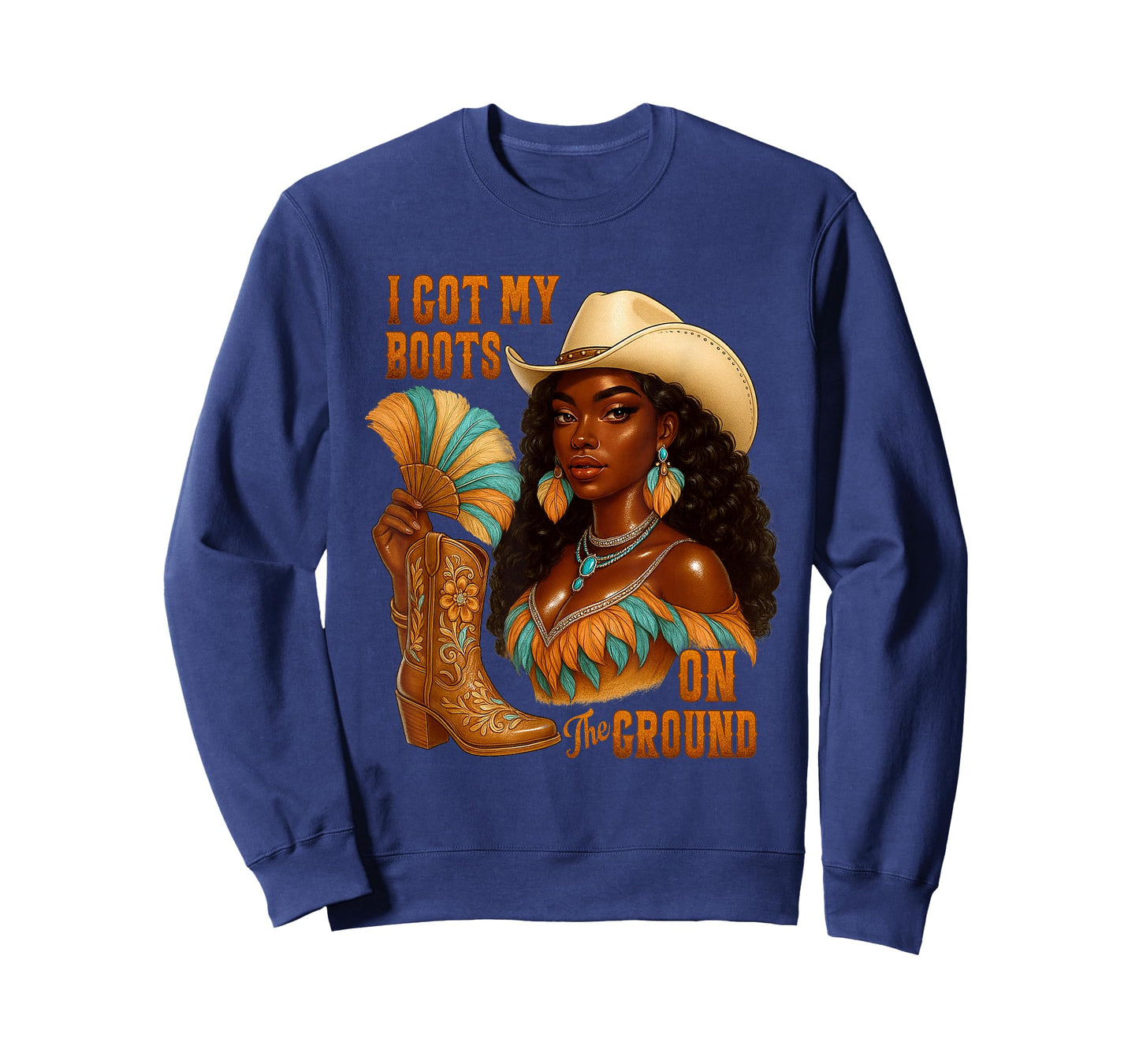I Got My Boots on the Ground Western Cowgirl Melanin Swag T-Shirt