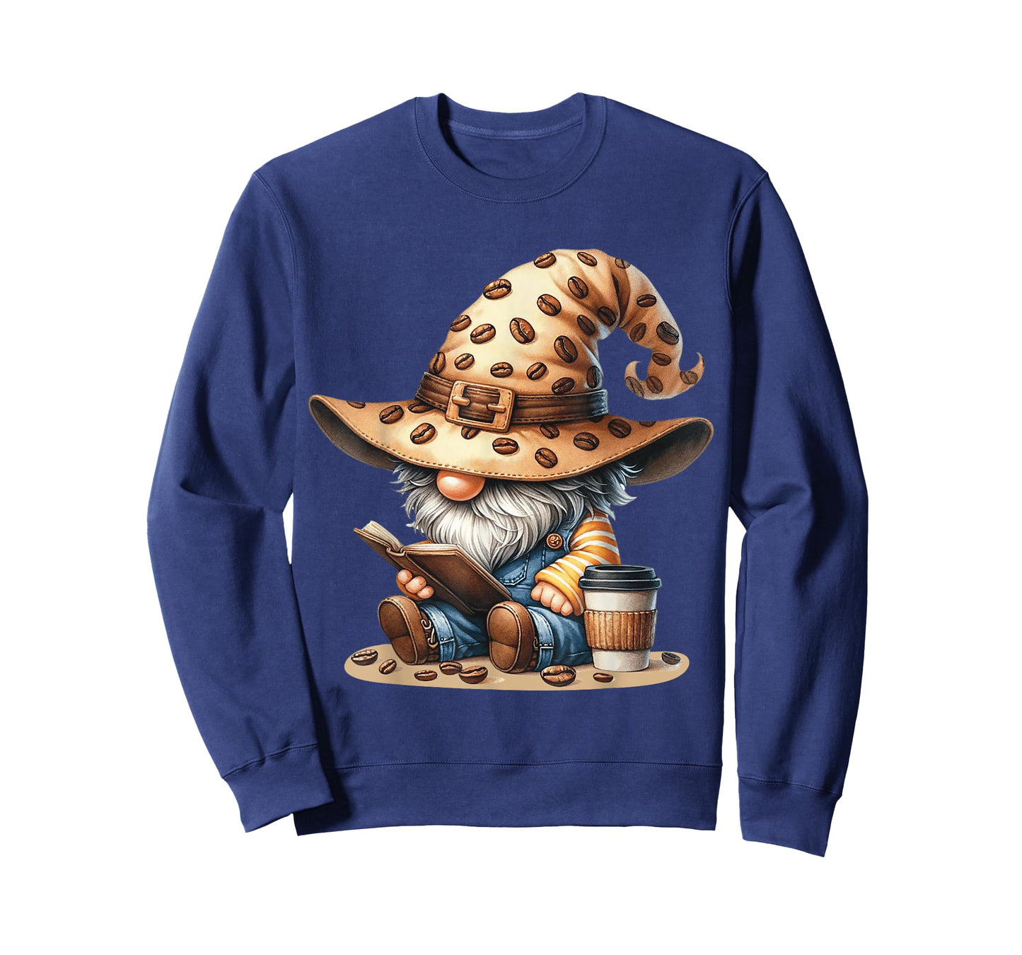 Cute Gnome Reading Books Coffee Lover Autumn Winter Tee T-Shirt