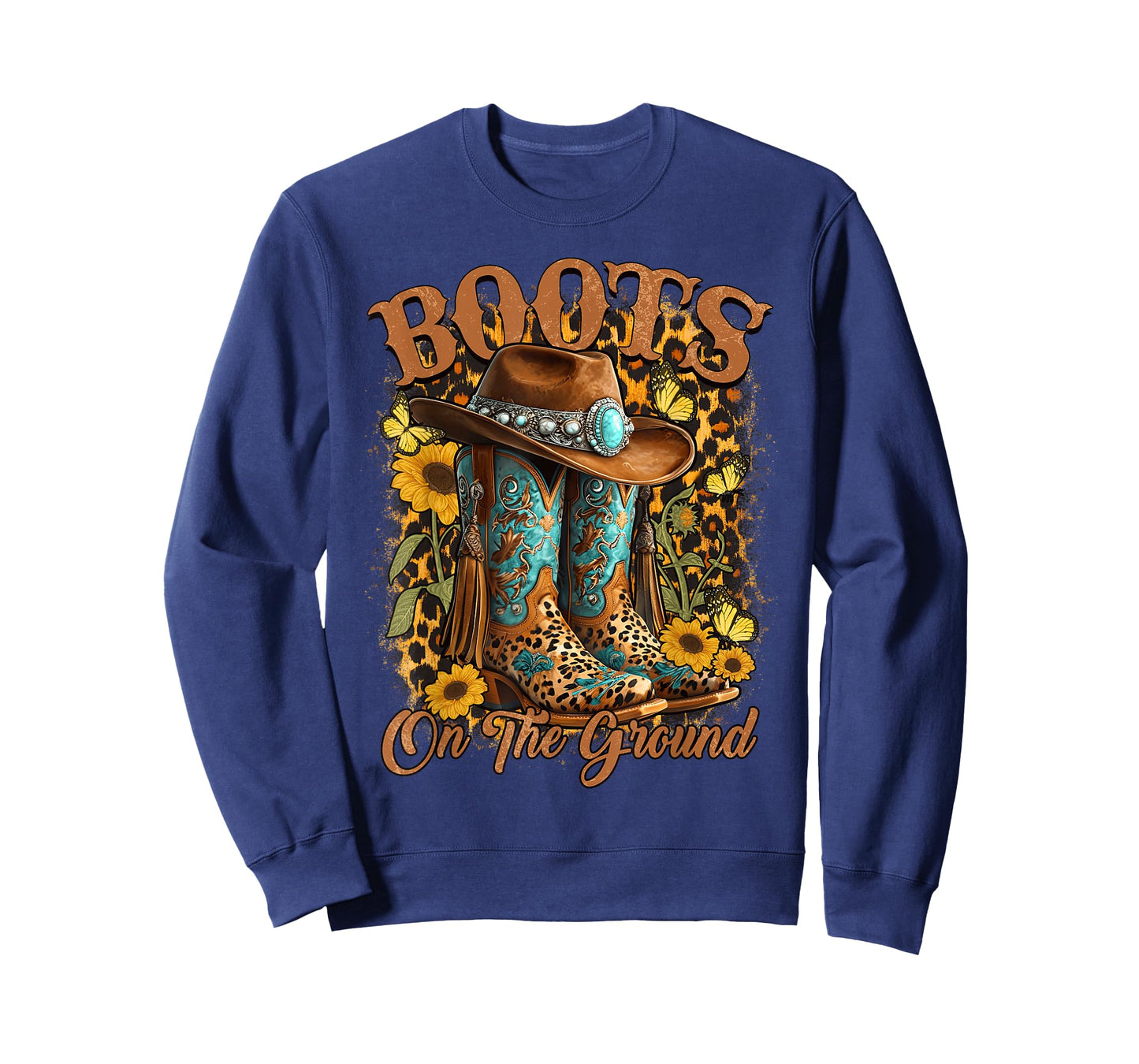 Boots On The Ground Western Cowgirl Linedance Leopard Women T-Shirt