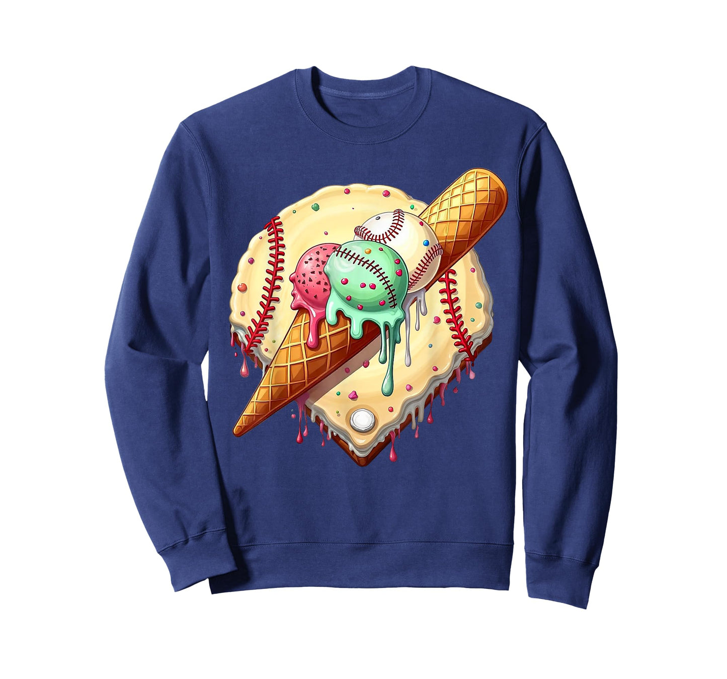 Baseball Ice Cream Dripping Funny Baseball Men Kids Boys T-Shirt