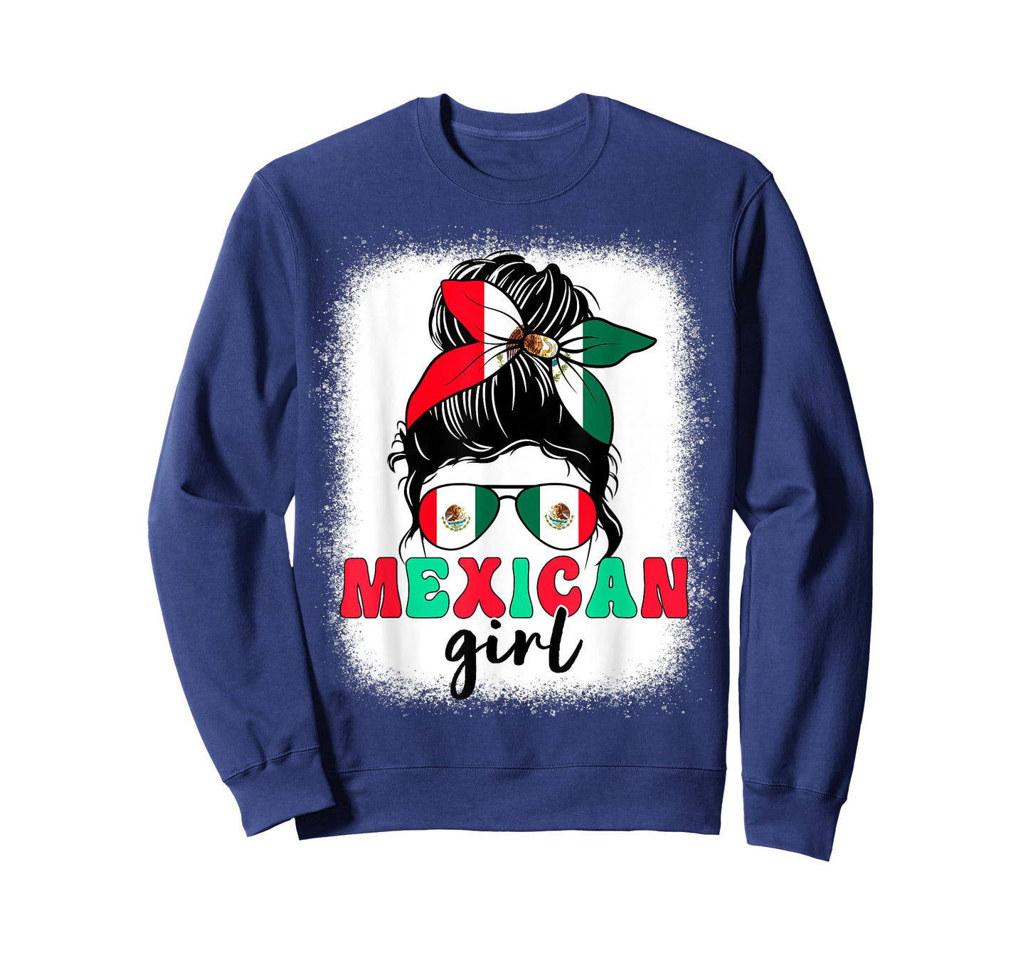 Mexican Girl Messy Bun Mexico Flag Patriotic Women Kids T-Shirt