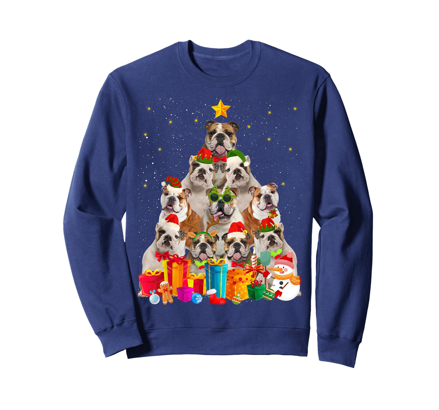 Christmas Funny English Bulldog Dog Tree Xmas Pet Dog Lover T-Shirt