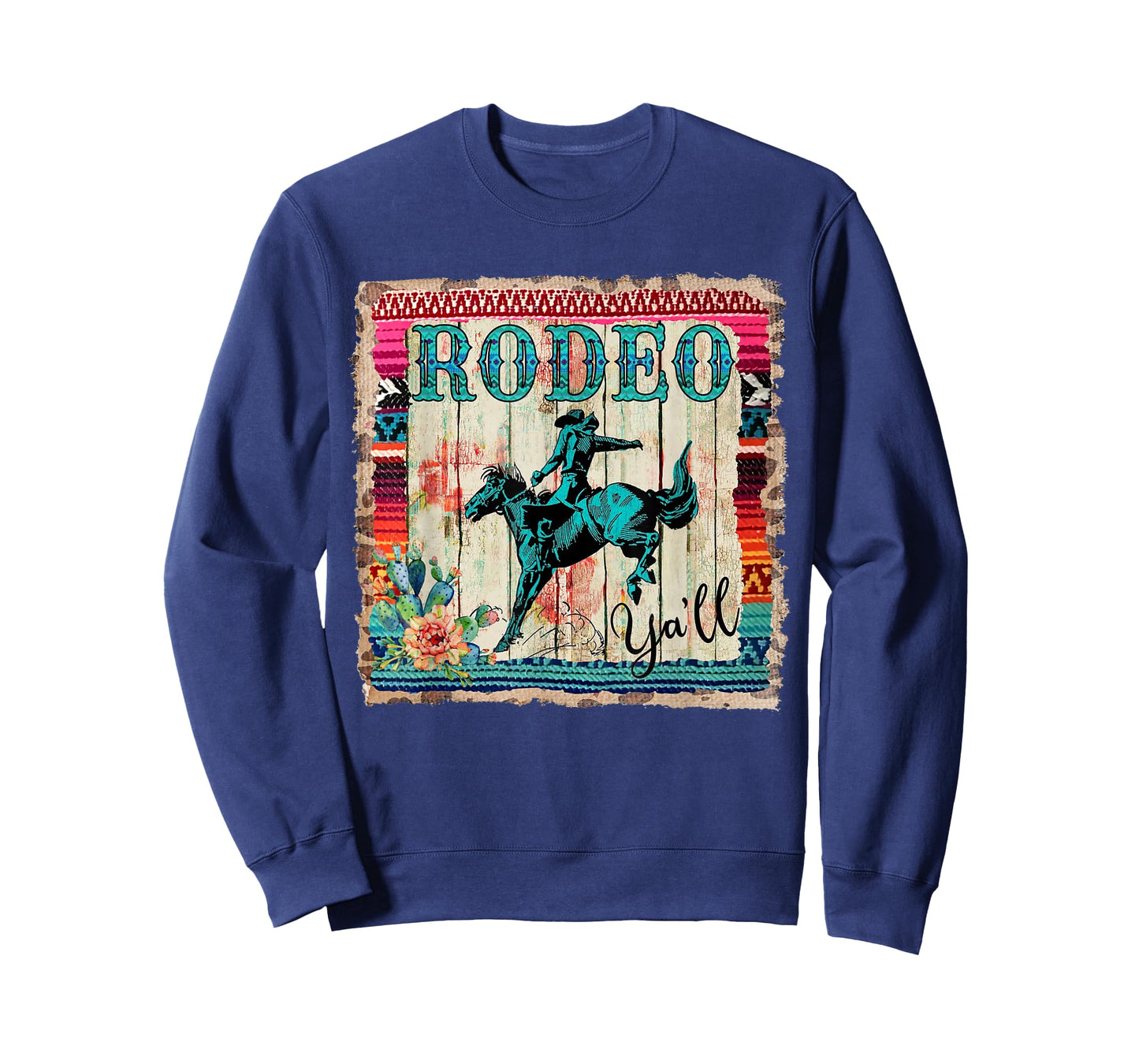 Vintage Serape Horse Riding Cowgirl Western Rodeo Y'all T-Shirt