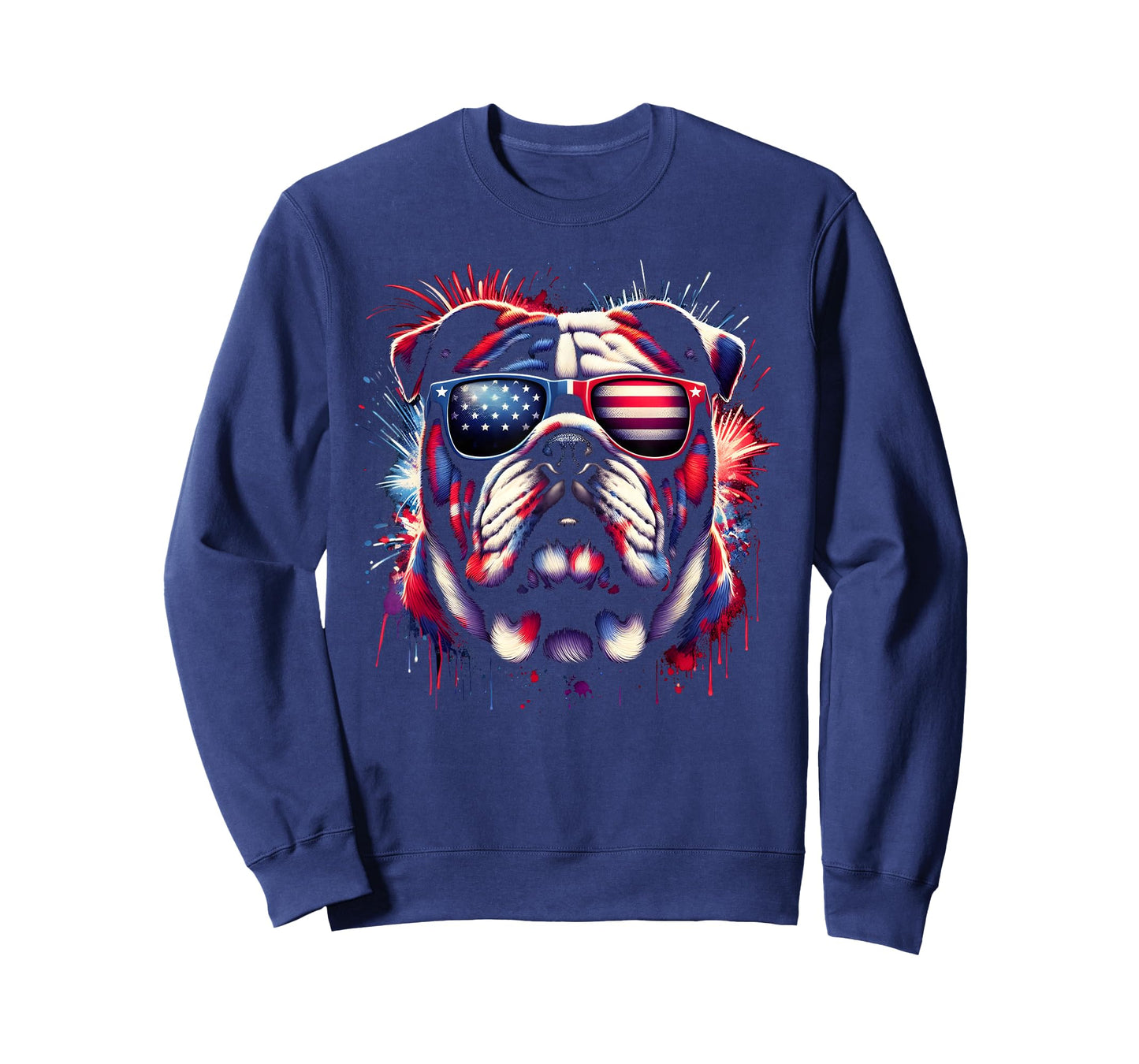 English Bulldog 4th of July Merica Men Women USA Flag T-Shirt