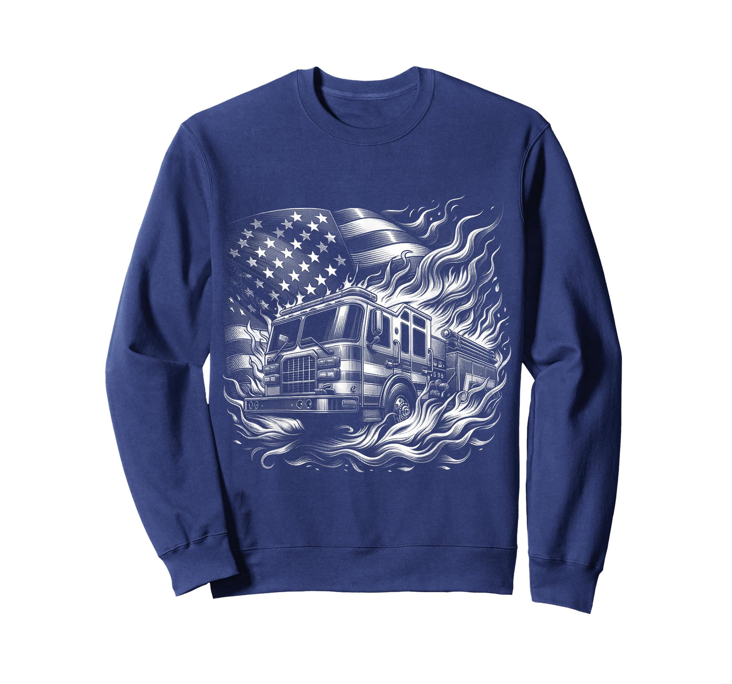 Firefighter Patriotic Fire Truck Fireman American Flag T-Shirt