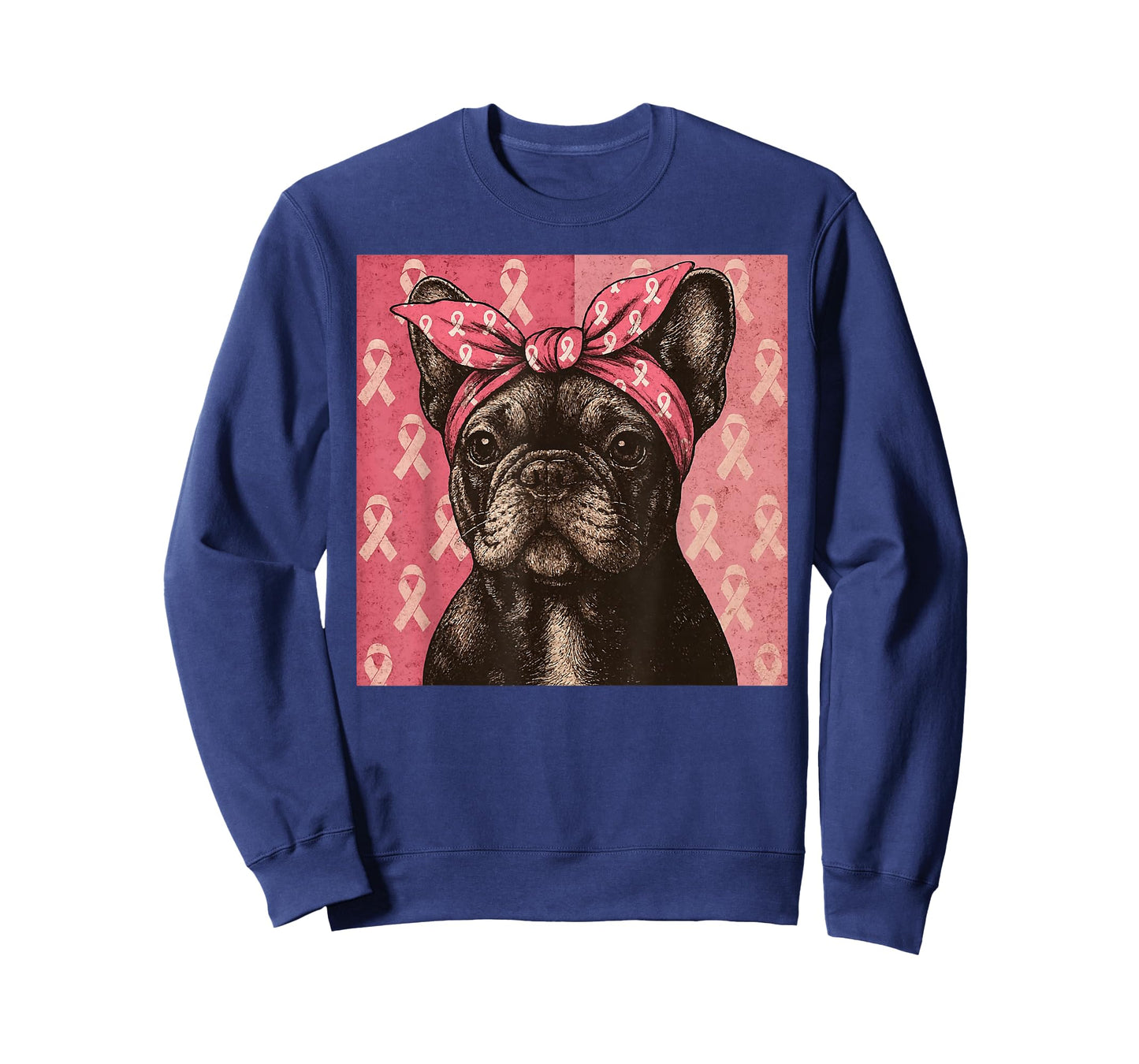Pink Ribbon French Bulldog Breast Cancer Awareness T-Shirt