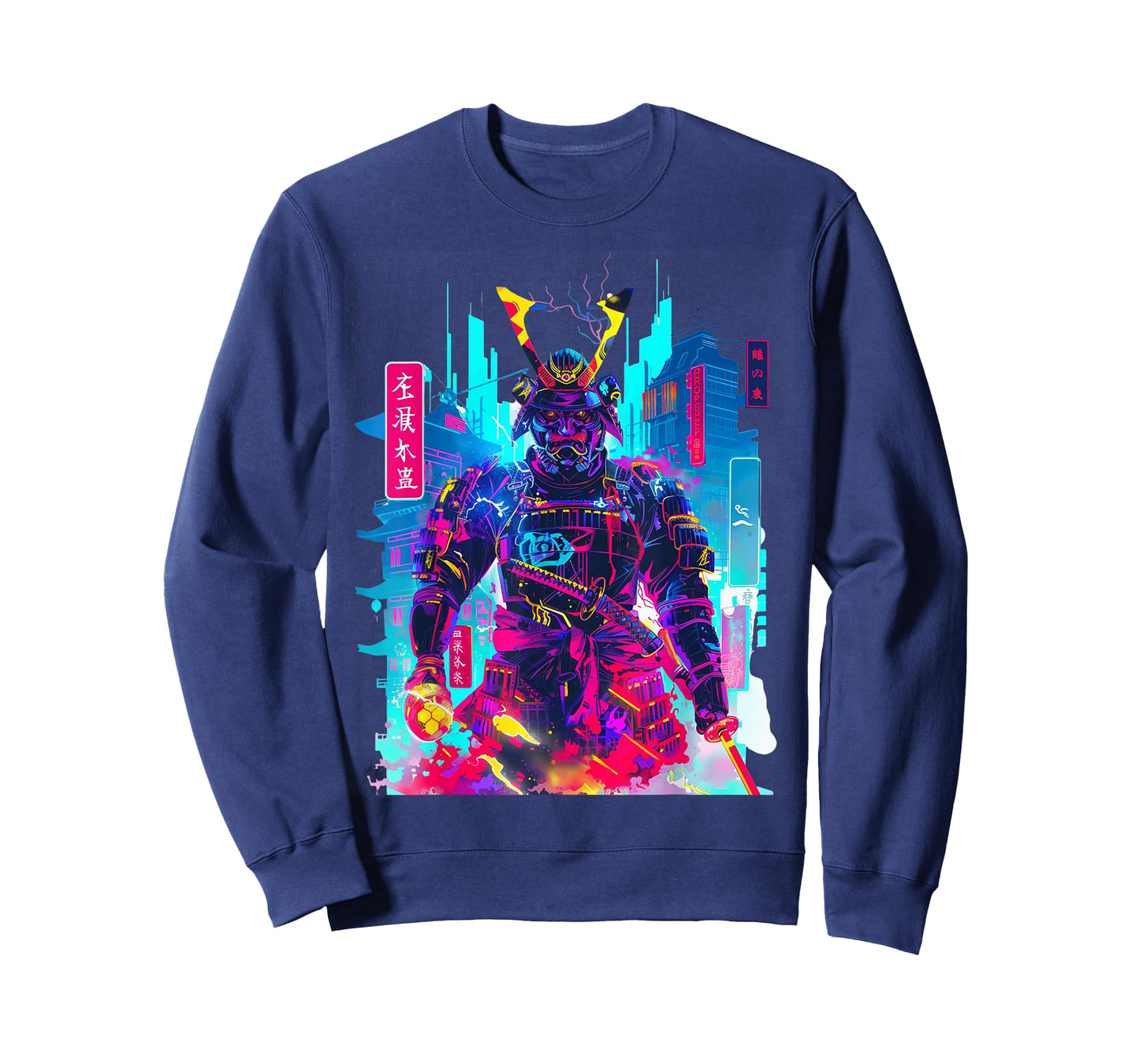 Cyberpunk Neon Samurai Japanese Art T-Shirt