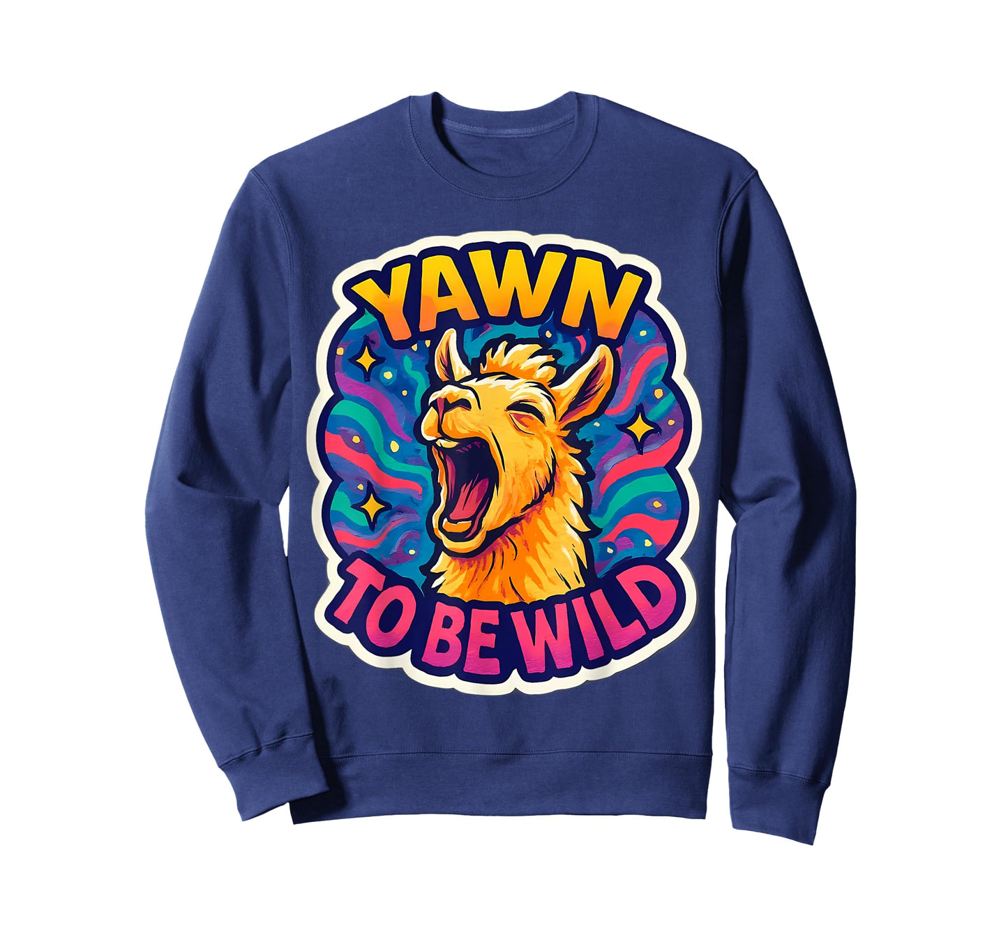 Yawn to Be Wild Funny Yawning Llama Lazy Sleepy Tired Alpaca T-Shirt